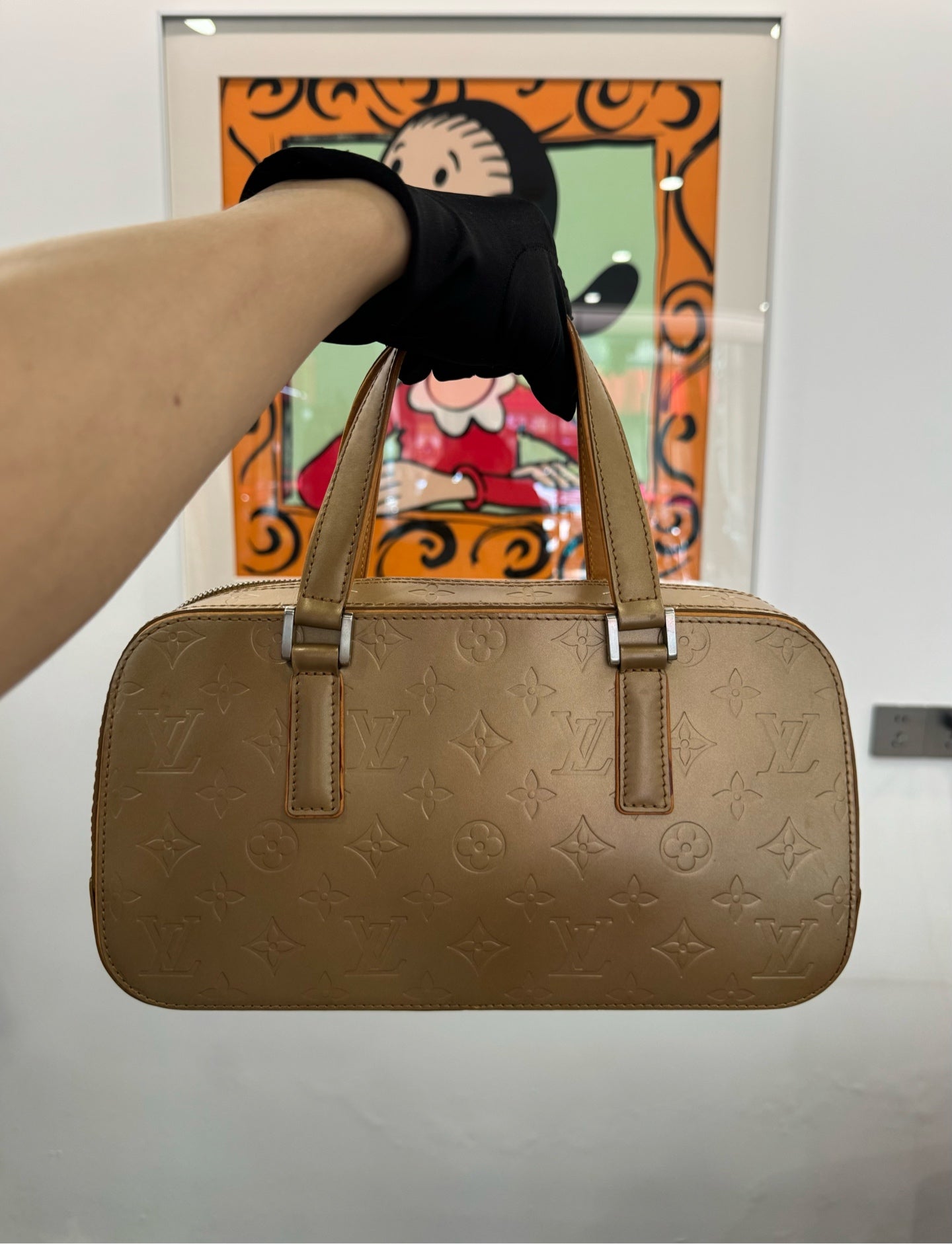 Louis Vuitton - Matte Monogram Vernis Bowling Bag - Monogram Vernis patent leather - Beige - (medium)