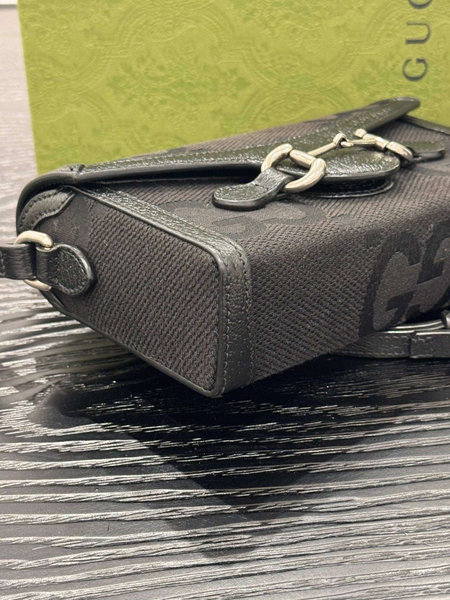 Gucci - 1955 Horsebit Super Mini Bag - GG canvas with leather trim - Black - (mini)