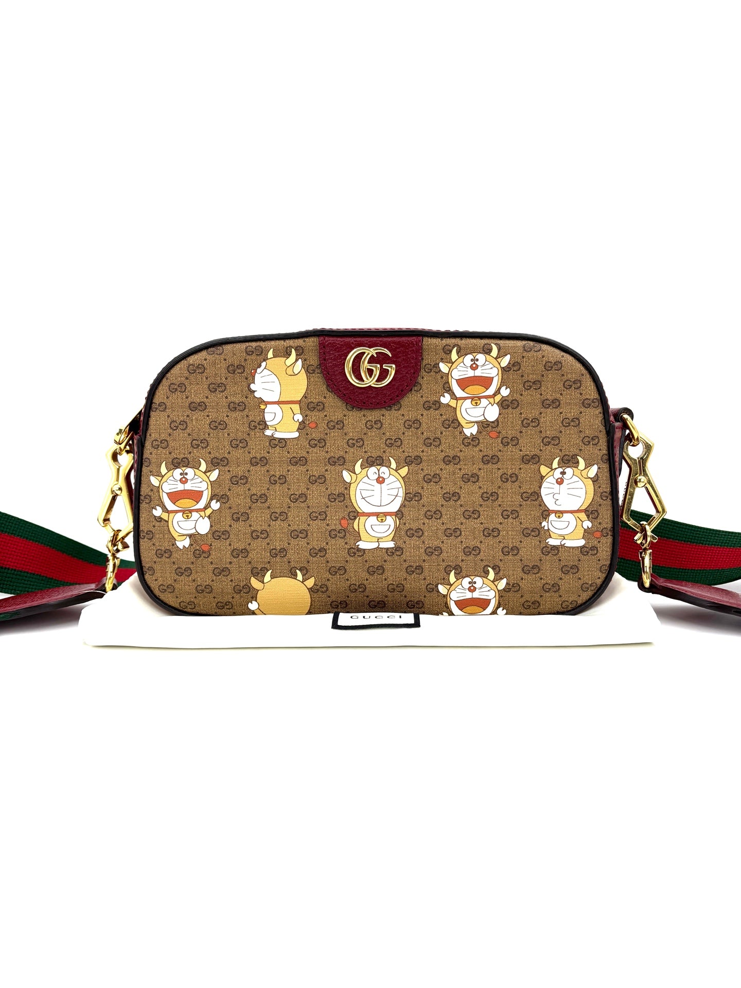 Gucci - Doraemon x GG Supreme Camera Bag - Coated canvas with leather trim - Brown - (Small)