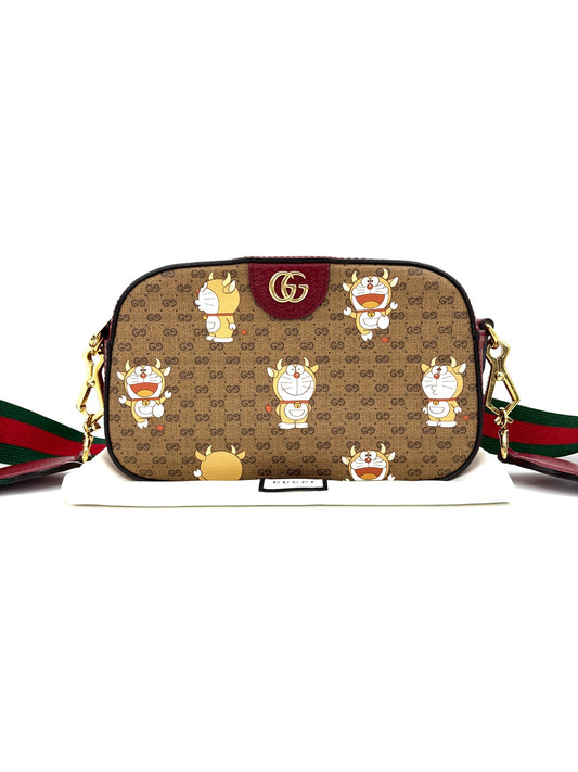 Gucci - Doraemon x GG Supreme Camera Bag - Coated canvas with leather trim - Brown - (Small)