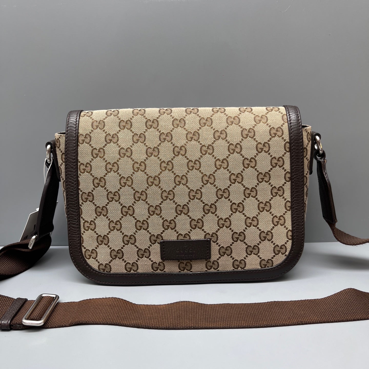 Gucci - GG Monogram Canvas Messenger Bag - Canvas and Leather - Beige and Brown - (Medium)
