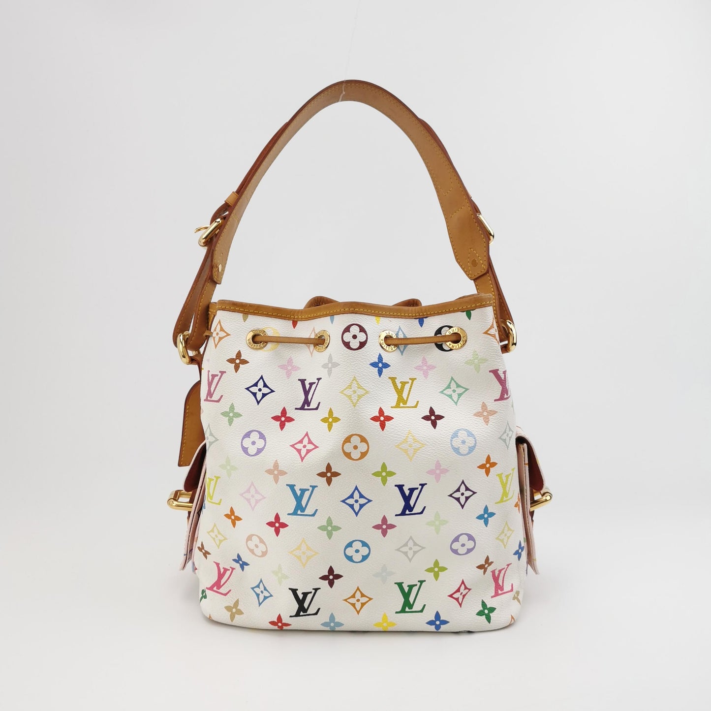 Louis Vuitton - Petit Noé Monogram Multicolore M42229 - Monogram Multicolore Canvas and Vachetta Leather - White with multicolour monogram - (medium)