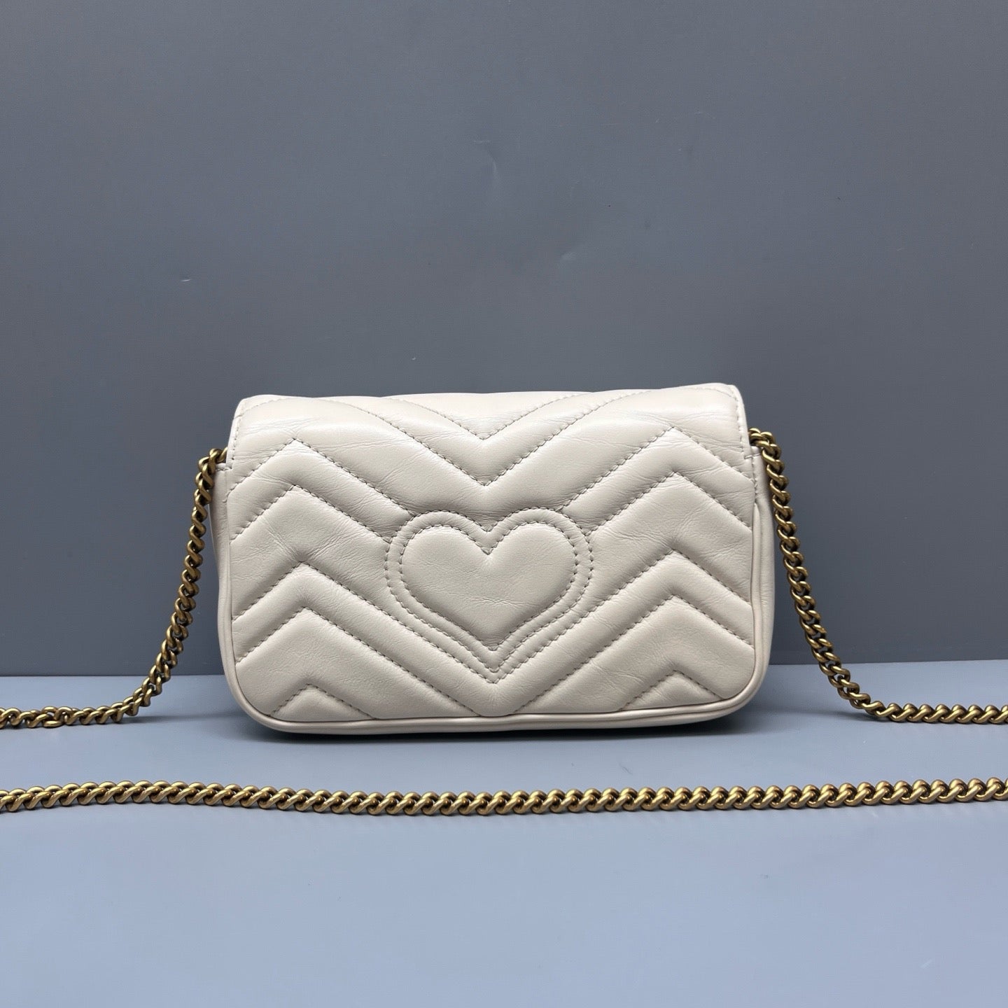 Gucci - GG Marmont Mini Chain Bag - Leather - White - (mini)
