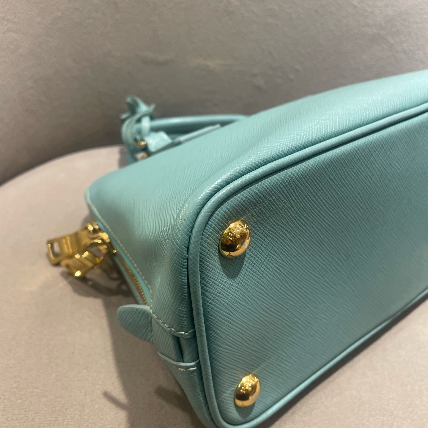 Prada - Saffiano Lux Dome Bag - Saffiano leather - Lake Blue - (Small)