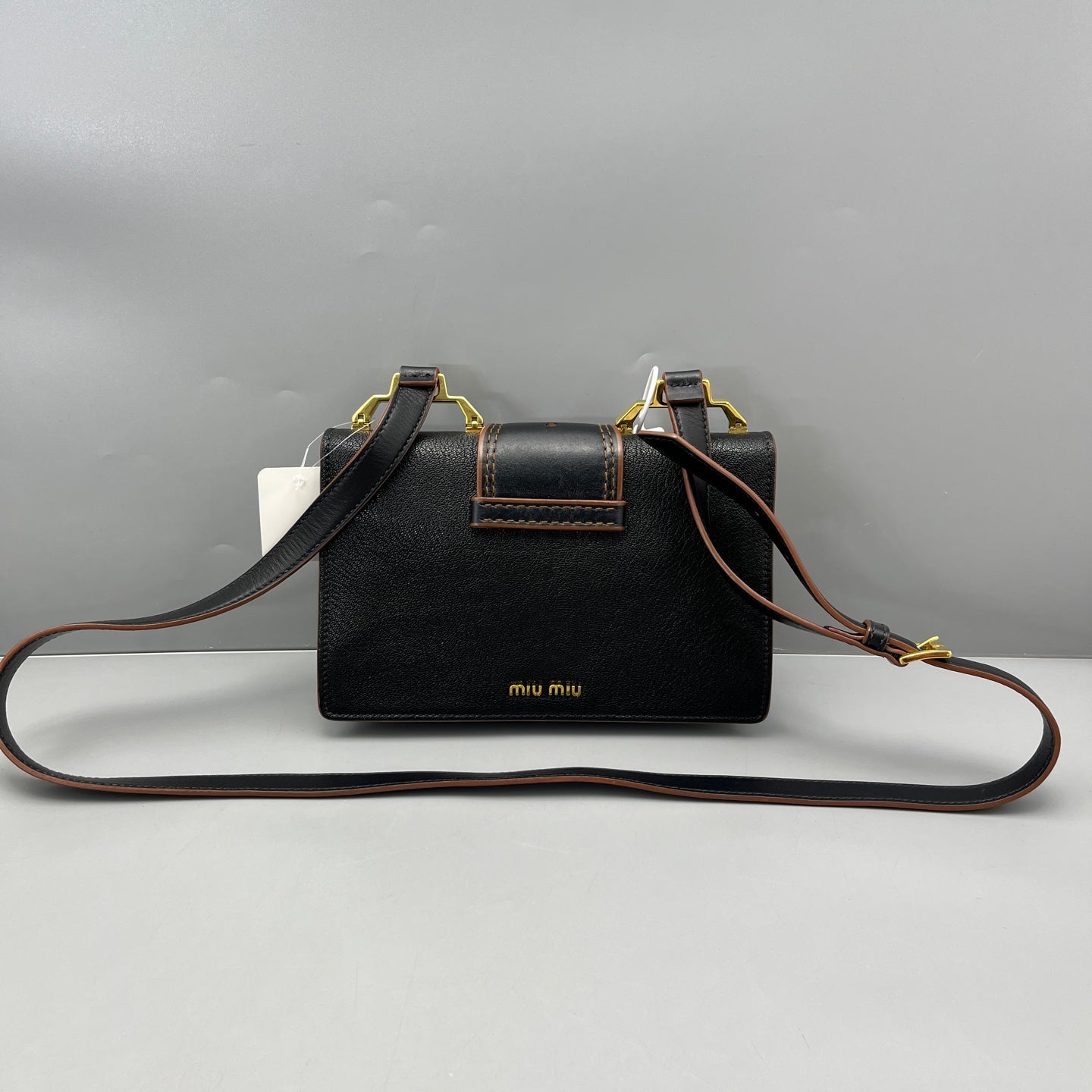 Miu Miu - Jeweled Flap Shoulder Bag - Grained leather - Black - (Small)