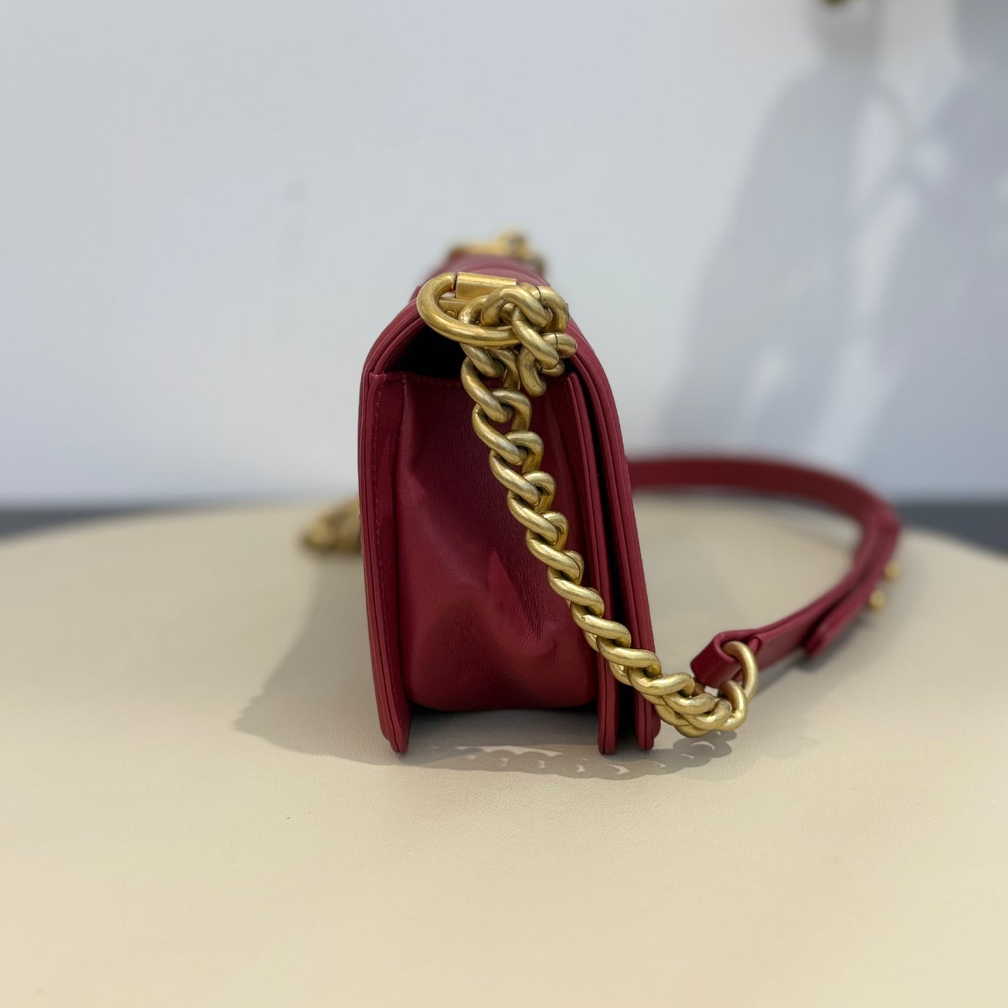 Chanel - Boy Chanel Small - Calfskin leather - Tomato Red with Gold-Tone Hardware - (Small)