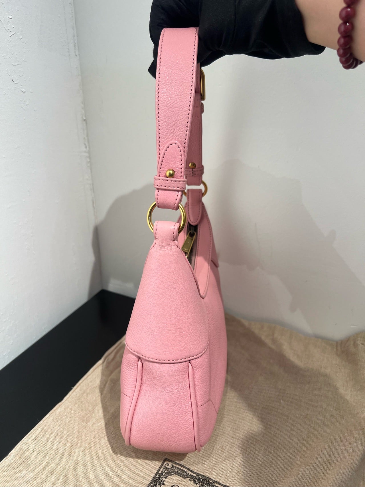 Gucci - Aphrodite Small Hobo Bag with Double G - Grained leather - Pink - (small)