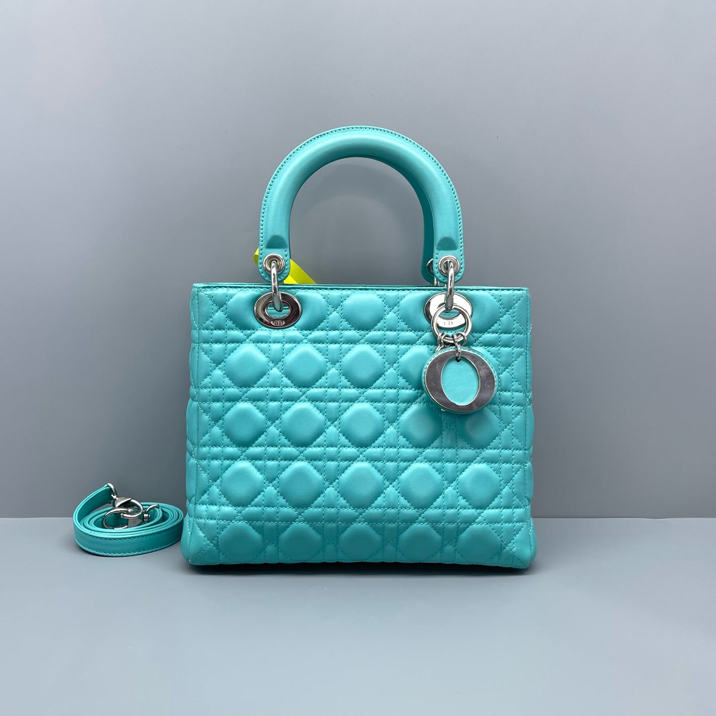 Dior - Lady Dior - Lambskin leather - Aqua Blue with Silver-Tone Hardware - (Medium)