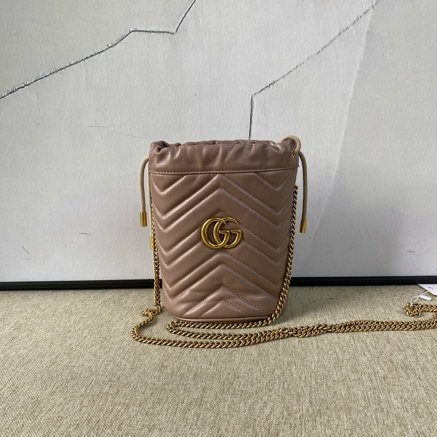 Gucci - Marmont Bucket Bag - Leather - Beige - (mini)