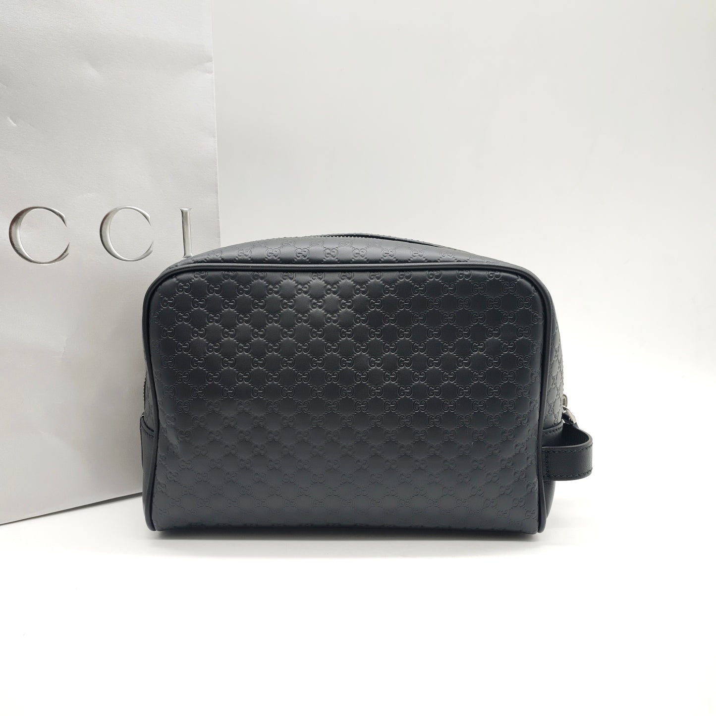 Gucci - Microguccissima Toiletry Pouch - Embossed cowhide leather - Black - (medium)