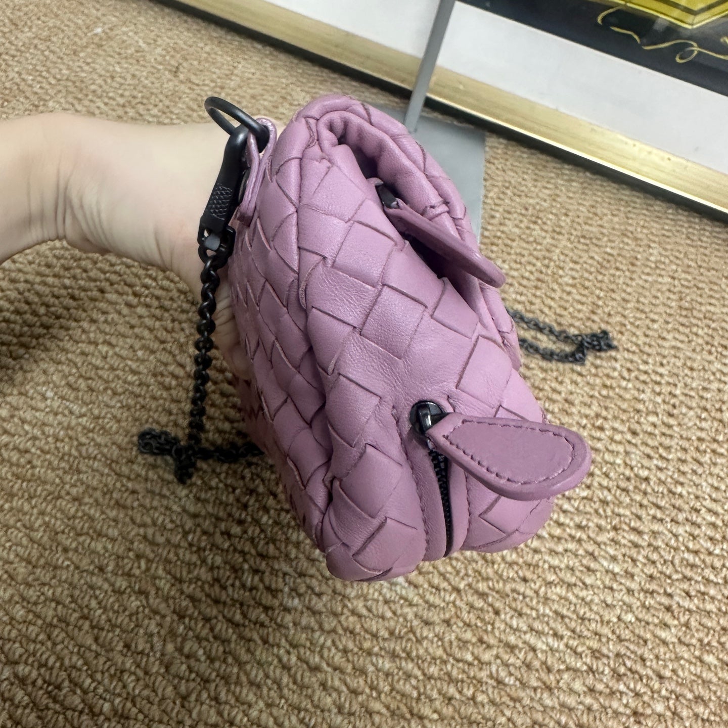 Bottega Veneta - Mini Intrecciato Chain Crossbody Bag - Leather - Purple - (small)
