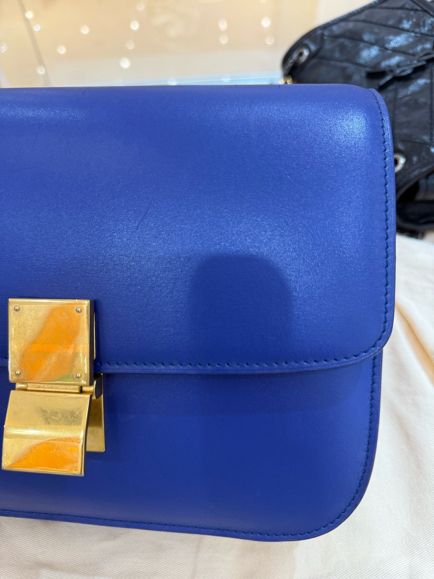 Celine - Classic Box Bag - Smooth calfskin leather - Blue - (Medium)