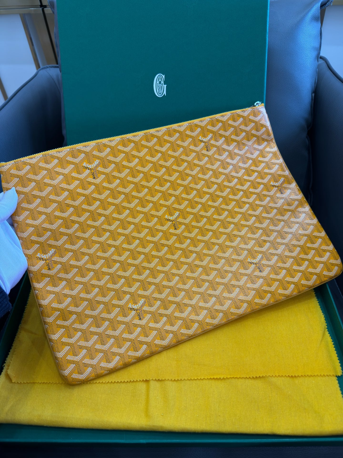 Goyard - Senat Clutch Pouch - Goyardine canvas with leather trim - Yellow - (Large)