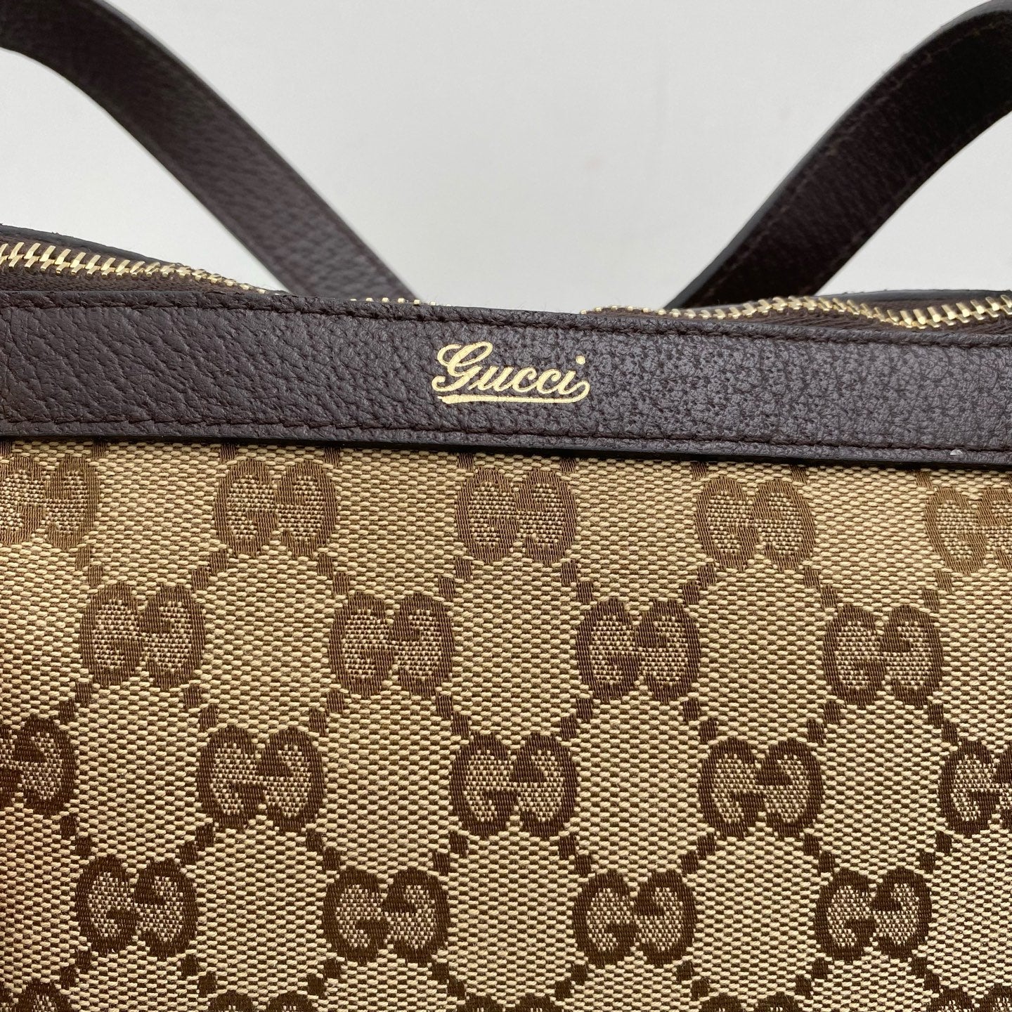 Gucci - GG Canvas Tote 002571803 - Canvas and Leather - Brown - (Medium)