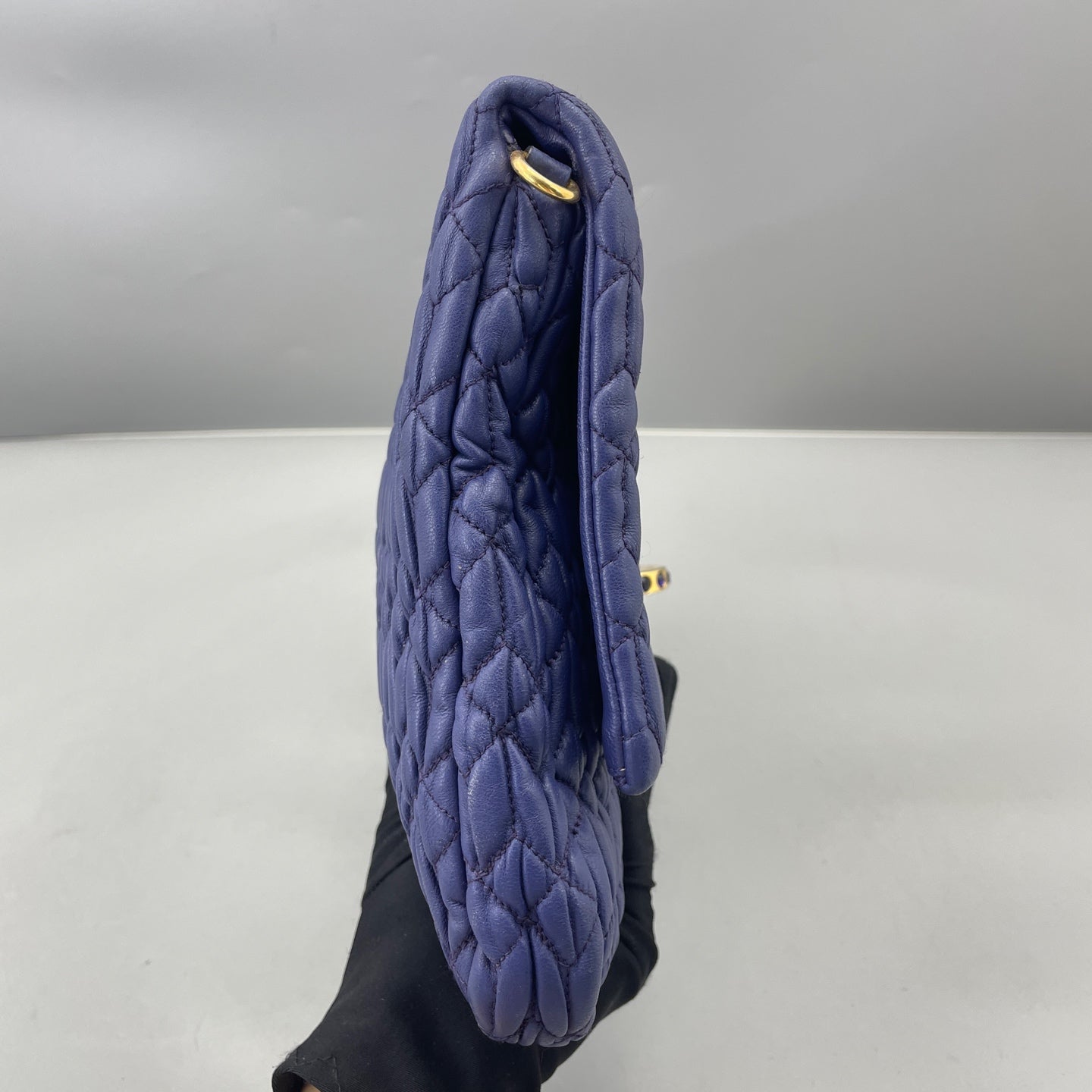 Miu Miu - Matelassé Gemstone Chain Bag - Leather - Blue - (Medium)
