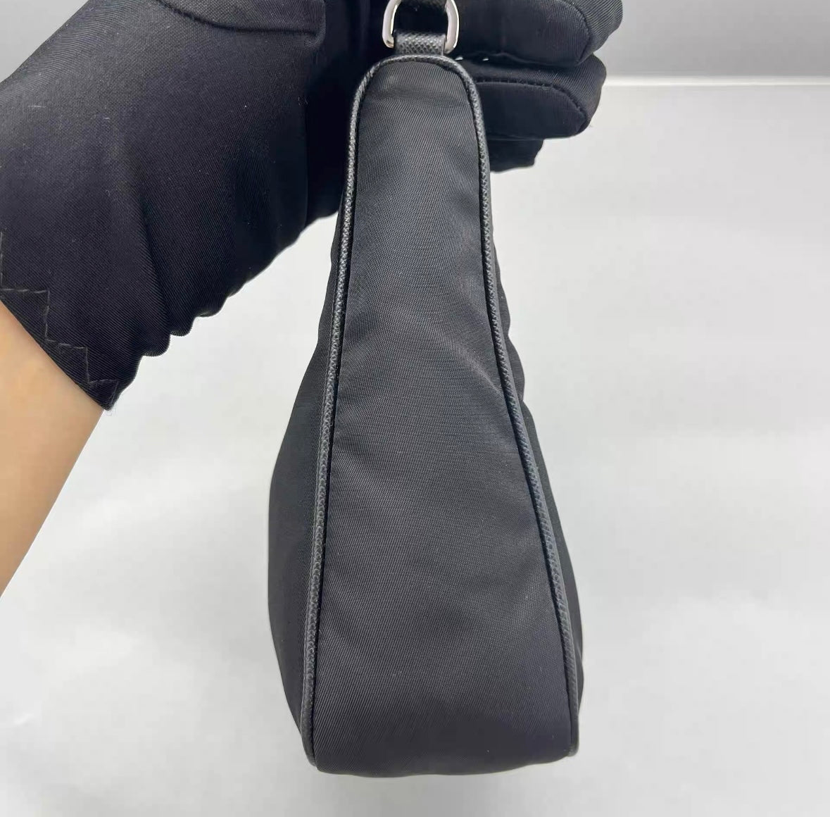 Prada - Re-Edition 2005 Hobo Bag - Re-Nylon with Saffiano leather trim - Black with Silver-Tone Hardware - (Mini)