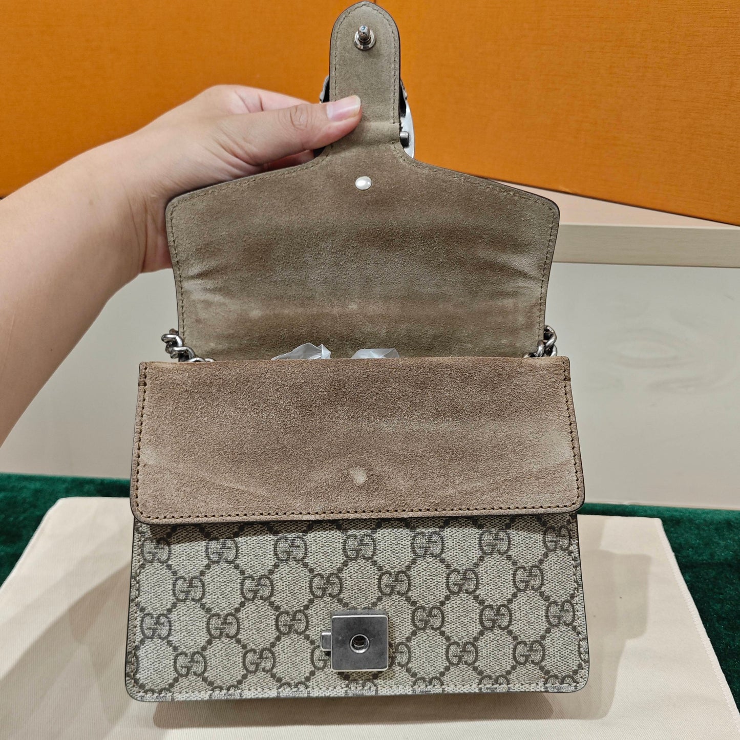 Gucci - Dionysus Mini Shoulder Bag - GG Supreme canvas with suede and leather trim - Beige and Camel - (mini)