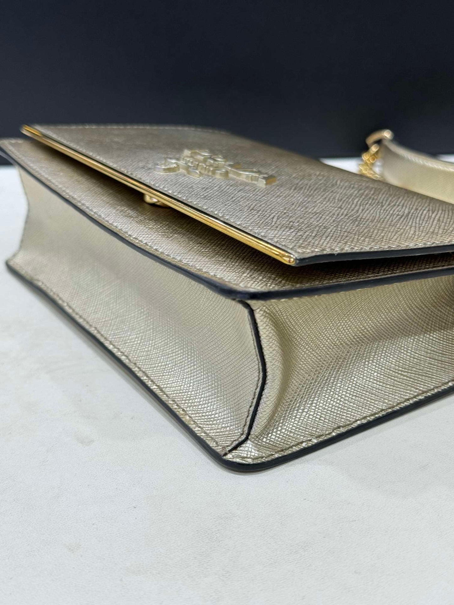 Prada - Saffiano Leather Wallet on Chain - Saffiano leather - Gold - (mini)