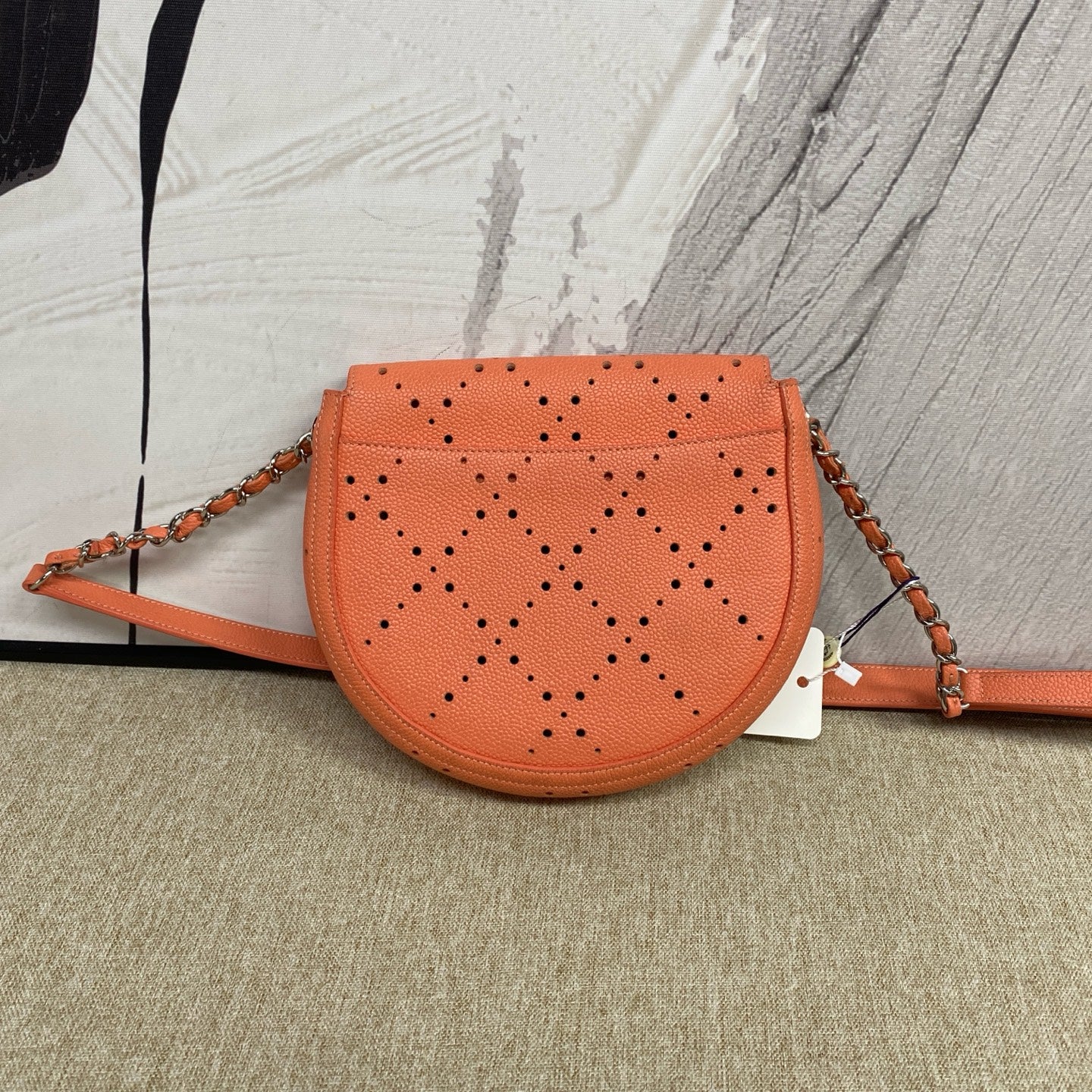 Chanel - Perforated Saddle Mini Bag - Grained calfskin - Orange - (mini)
