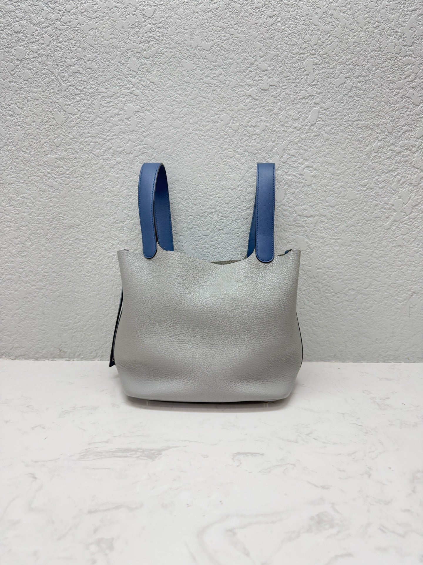 Hermes - Picotin Lock 22 - Taurillon Clemence leather - Grey and Blue - (medium)