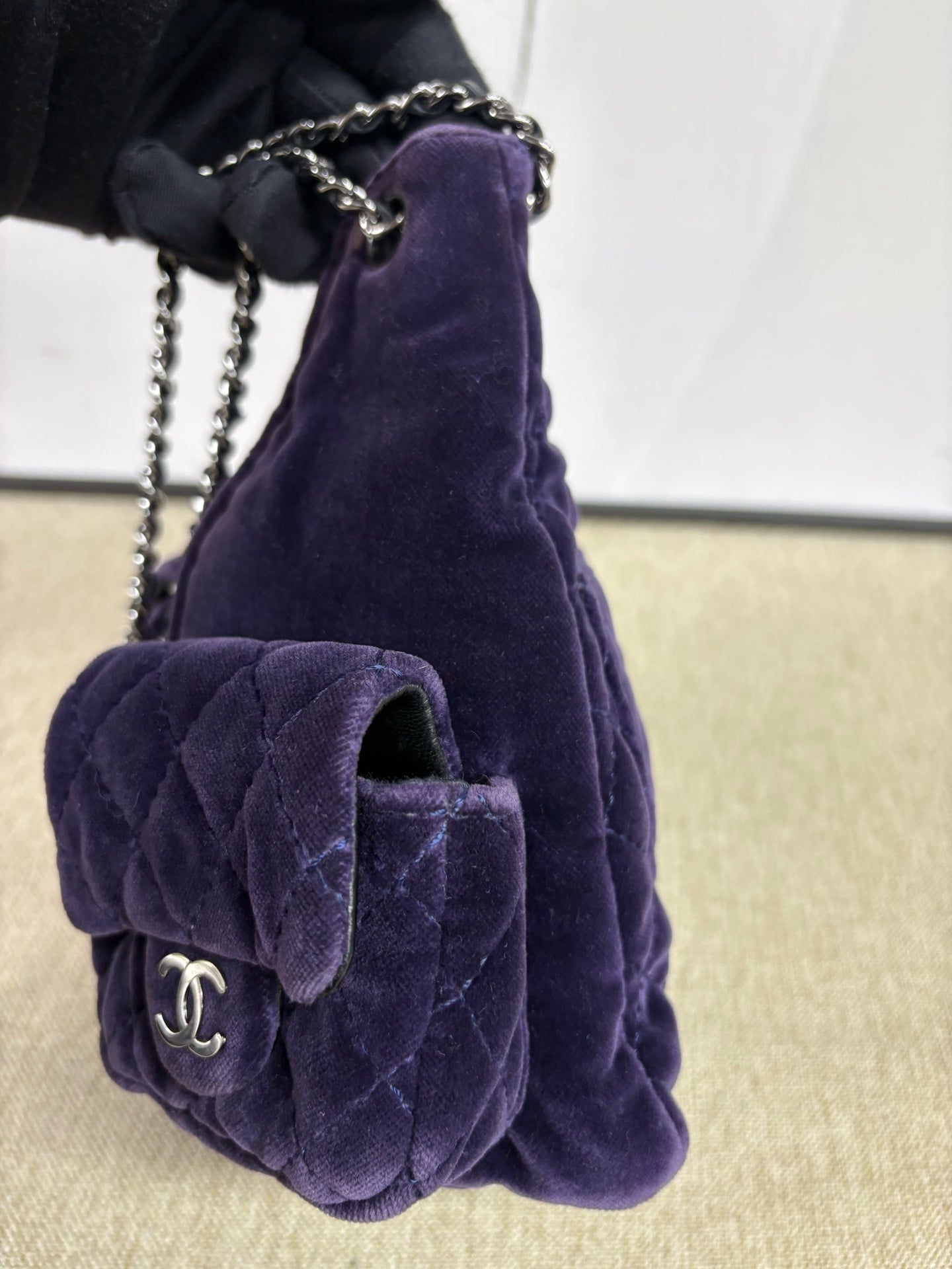 Chanel - Quilted Velvet Mini Backpack - Velvet - Purple with Silver-Tone Hardware - (mini)