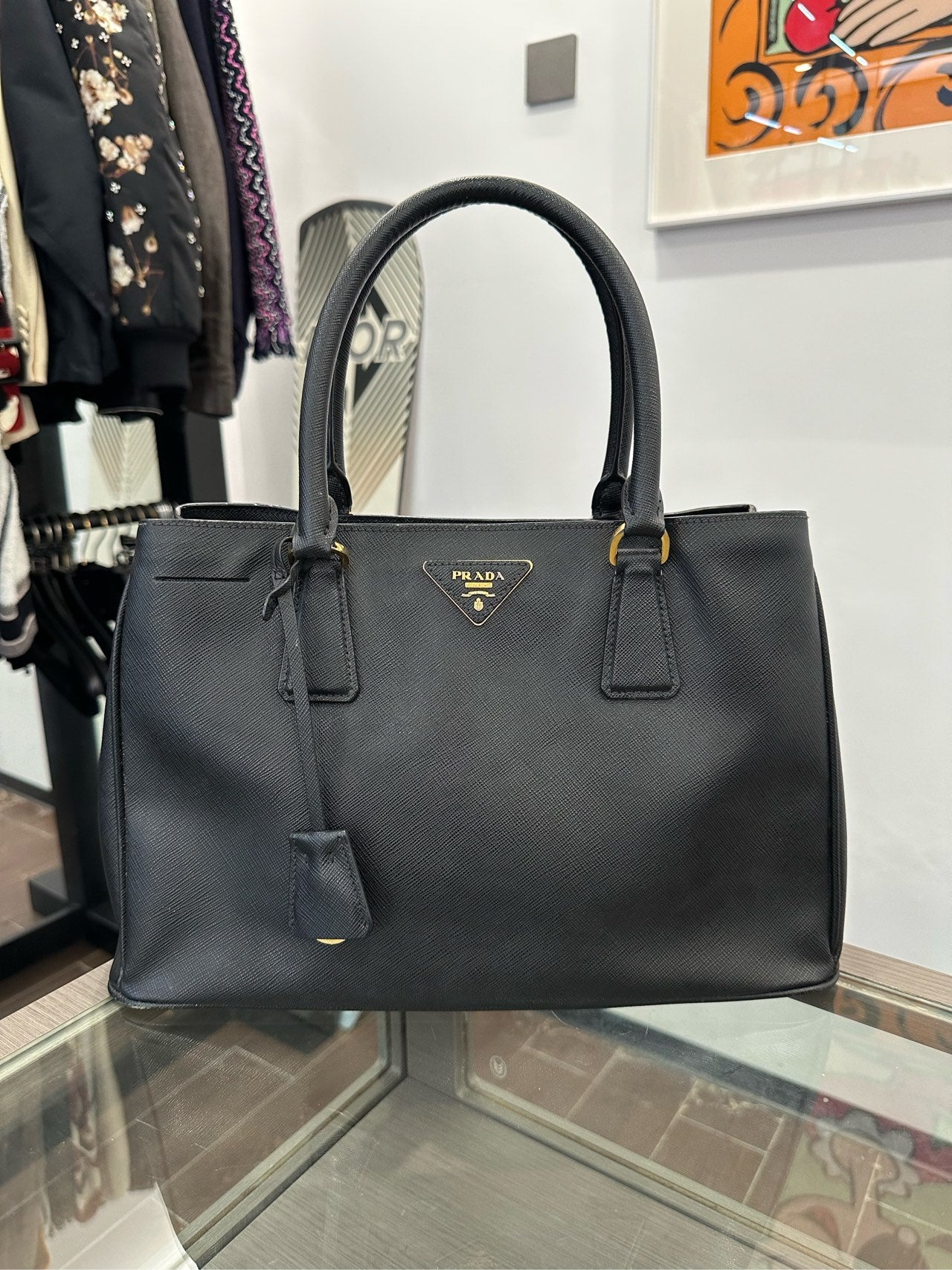 Prada - Galleria Saffiano Bag - Saffiano leather - Black - (medium)