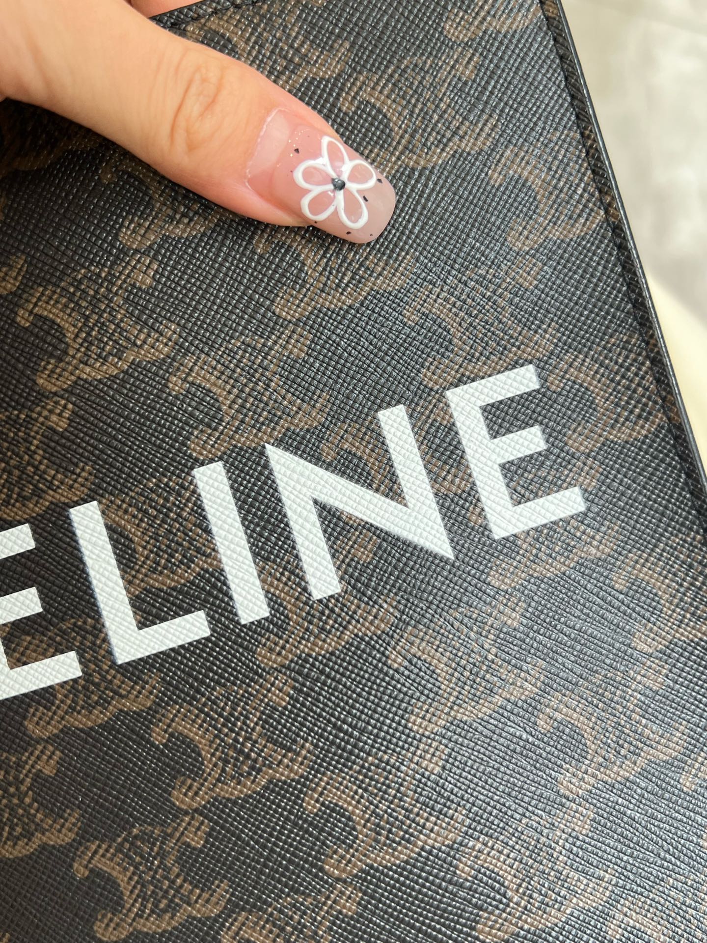 Celine - Cabas Vertical Mini - Triomphe coated canvas and calfskin leather - Brown - (mini)