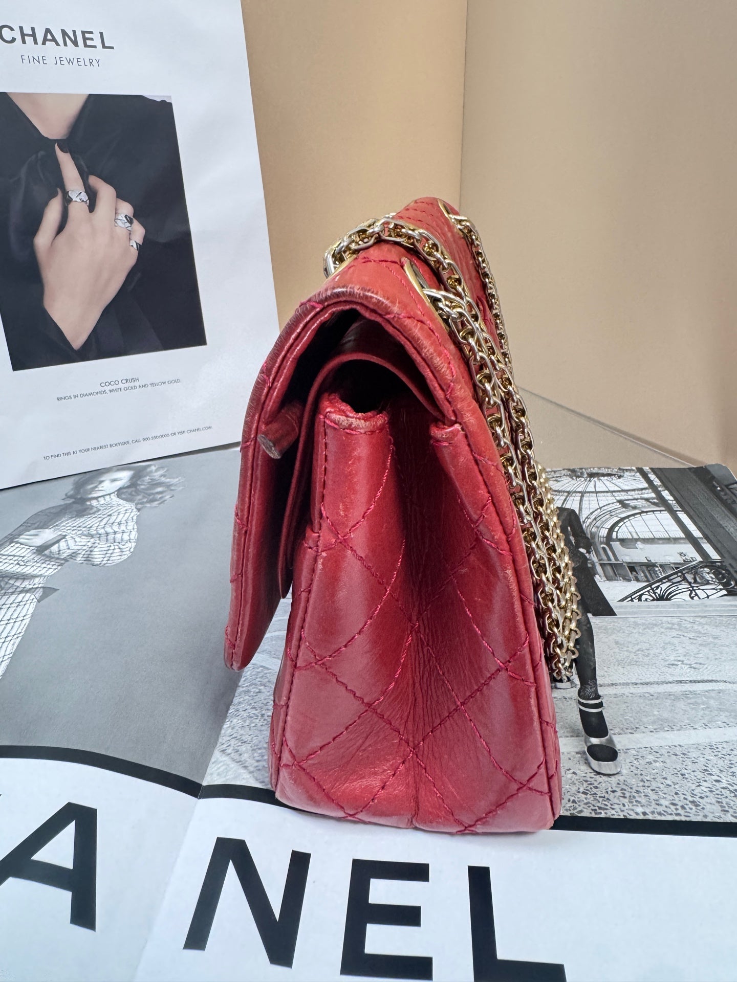 Chanel - 2.55 - Aged Calfskin Leather - Red - (Small)
