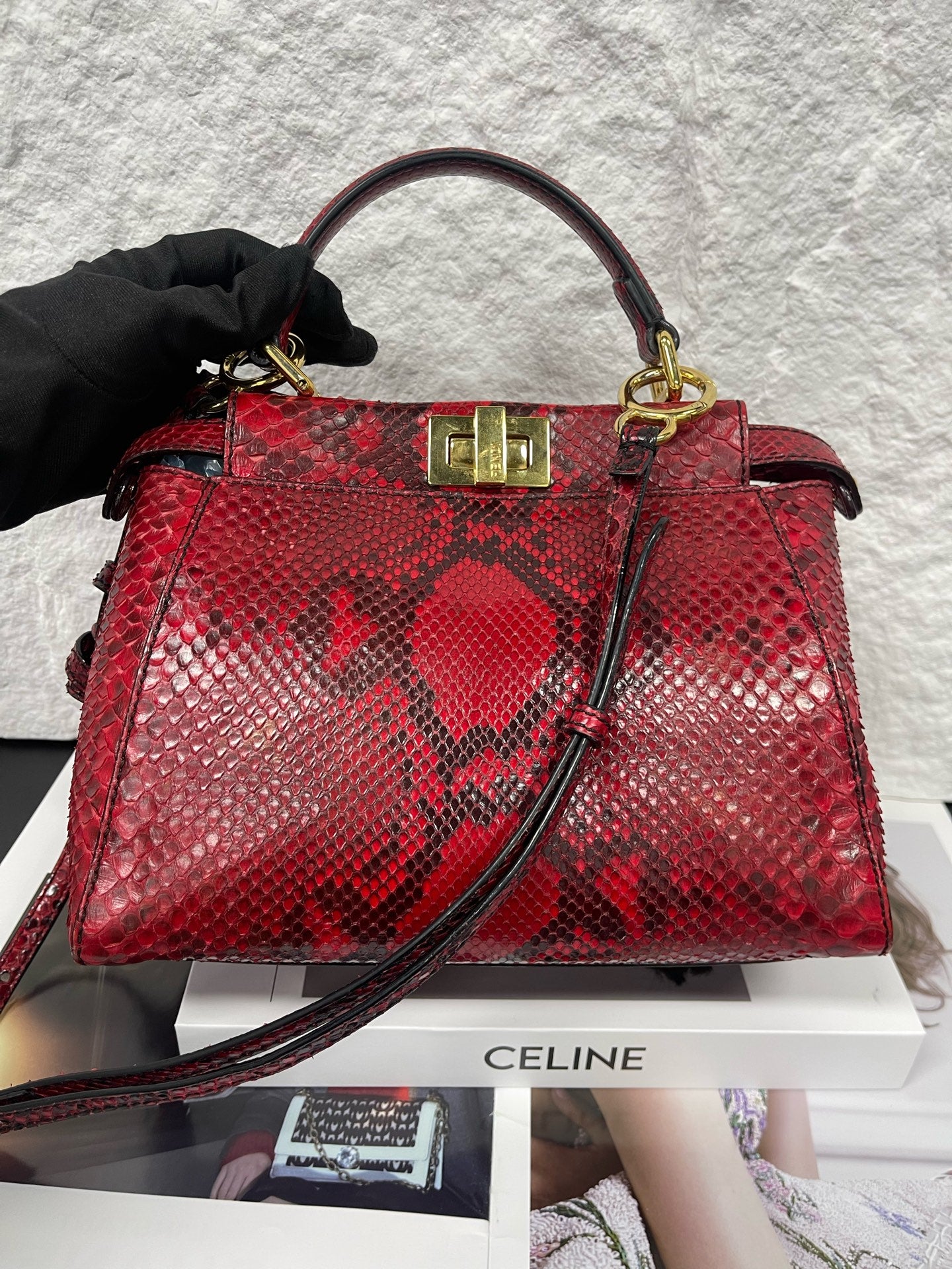Fendi - Peekaboo - Python leather - Red - (Small)