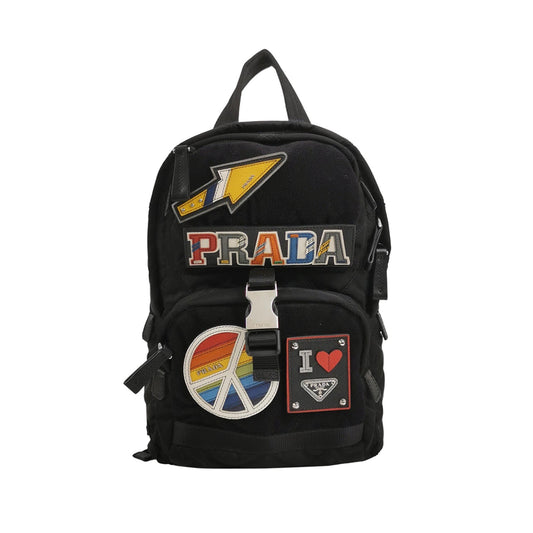 Prada - 2VZ013 Badge Style Chest/Crossbody Bag - Tessuto Nylon with Saffiano Leather Accents - Black - (medium)
