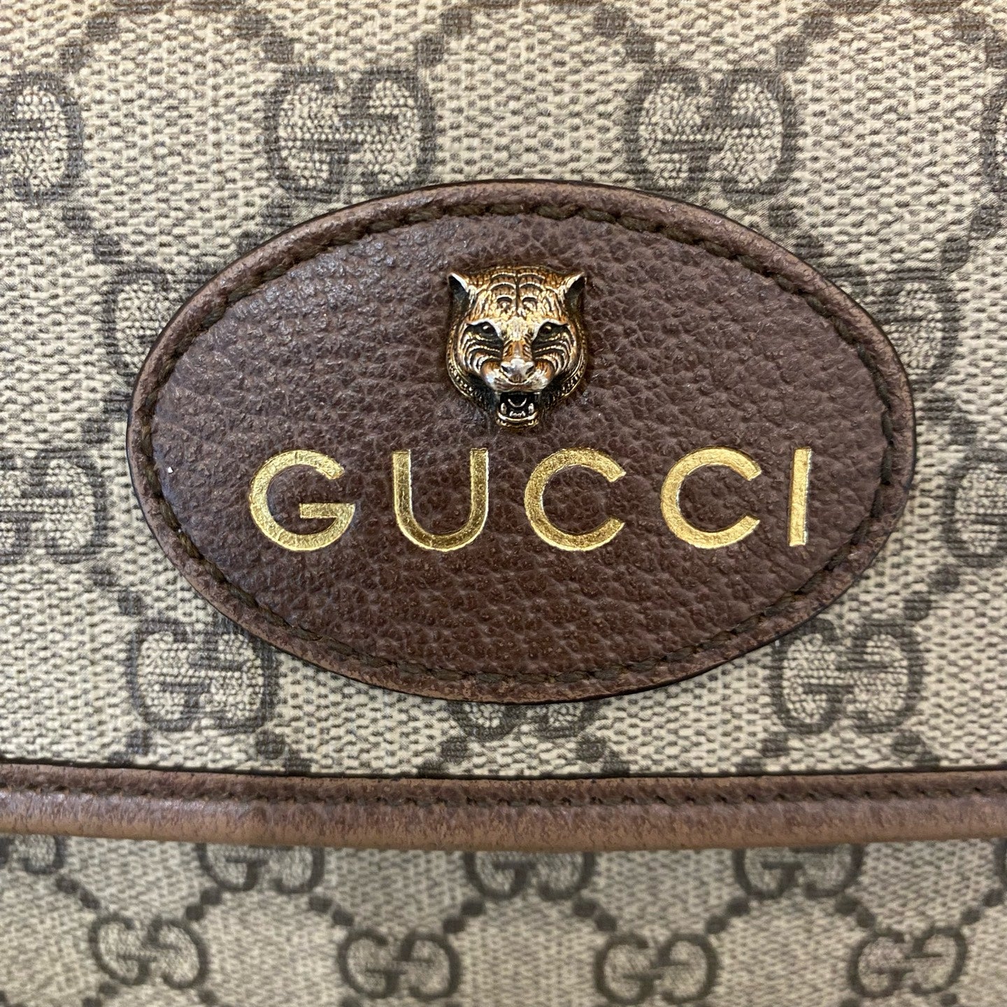 Gucci - Tiger Head Belt Bag 54387 - GG Supreme coated canvas with leather trim - Beige and Brown - (Medium)