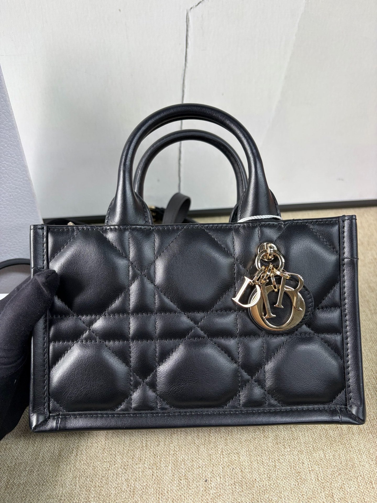 Dior - Lady Dior Mini Horizontal Tote - Cowhide leather - Black - (mini)