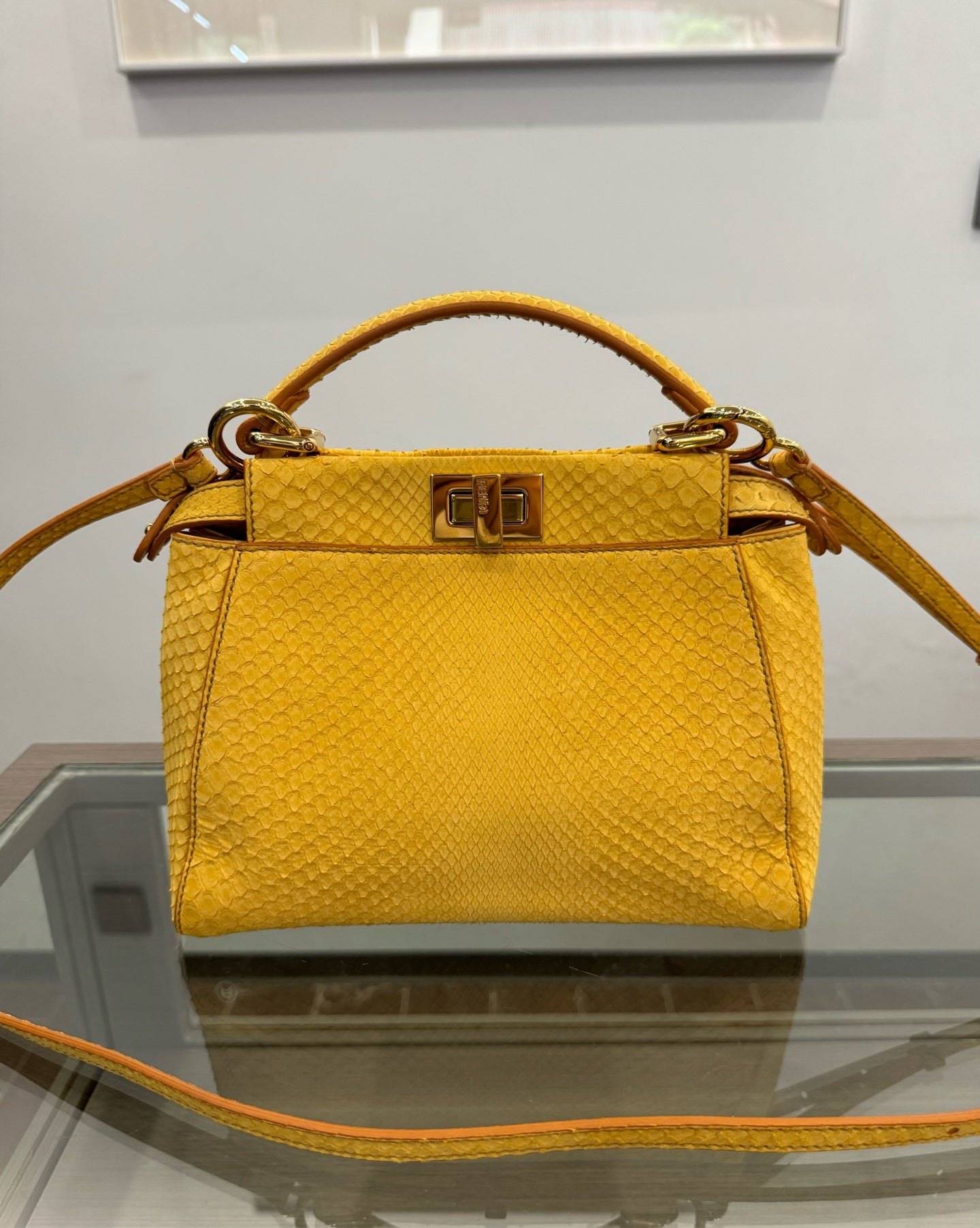 Fendi - Peekaboo Mini - Exotic leathers - Python - Yellow - (mini)