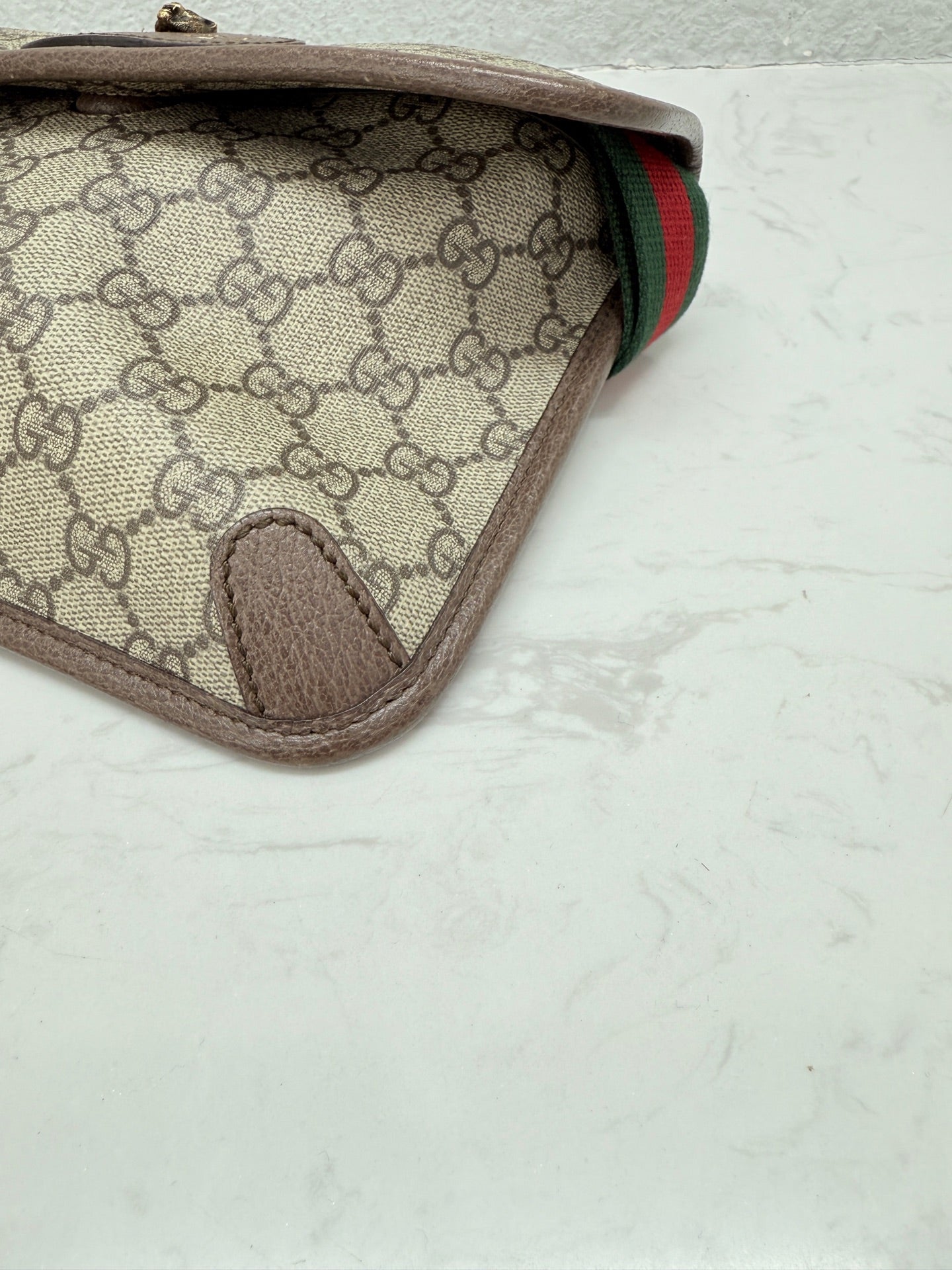 Gucci - GG Supreme Tiger Head Belt Bag - Coated canvas with leather trim - Brown - (small)