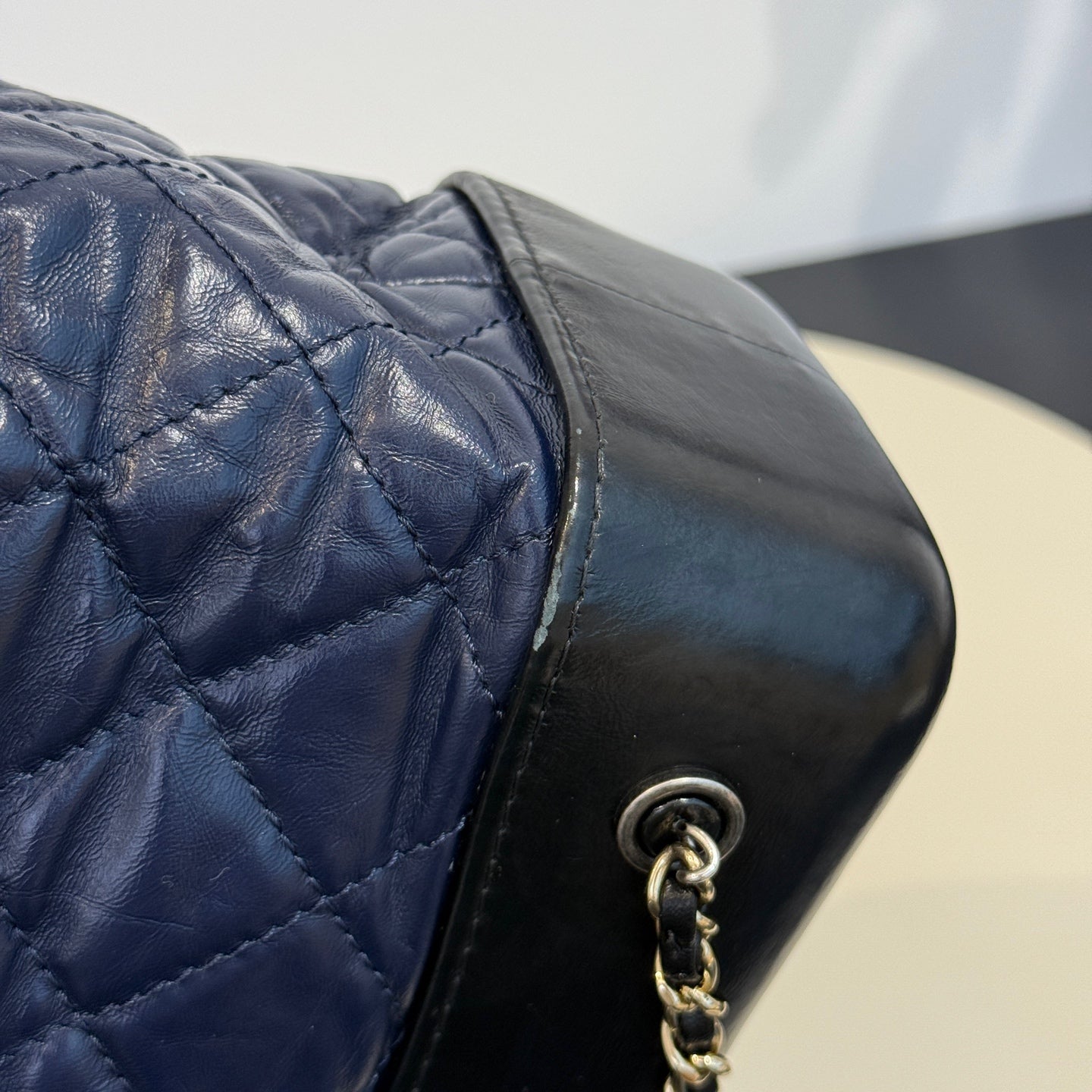 Chanel - Gabrielle Backpack - Aged Calfskin Leather - Blue and Black - (Medium)