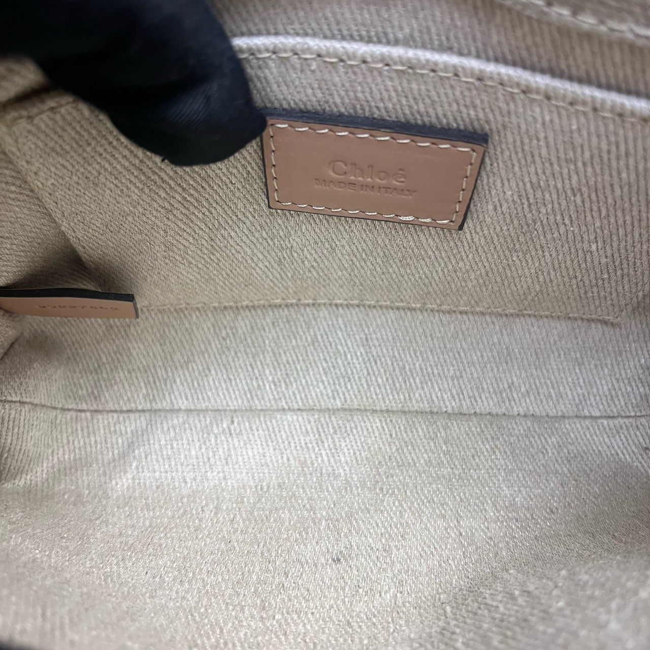 Chloe - Woody Mini Tote Bag - Canvas with calfskin leather trim - Beige with natural tan leather - (mini)