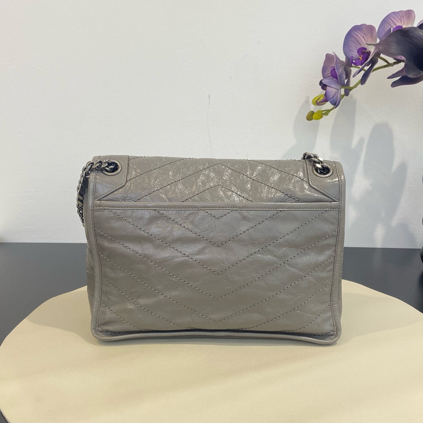 Saint Laurent - Niki Medium - Leather - Grey - (medium)