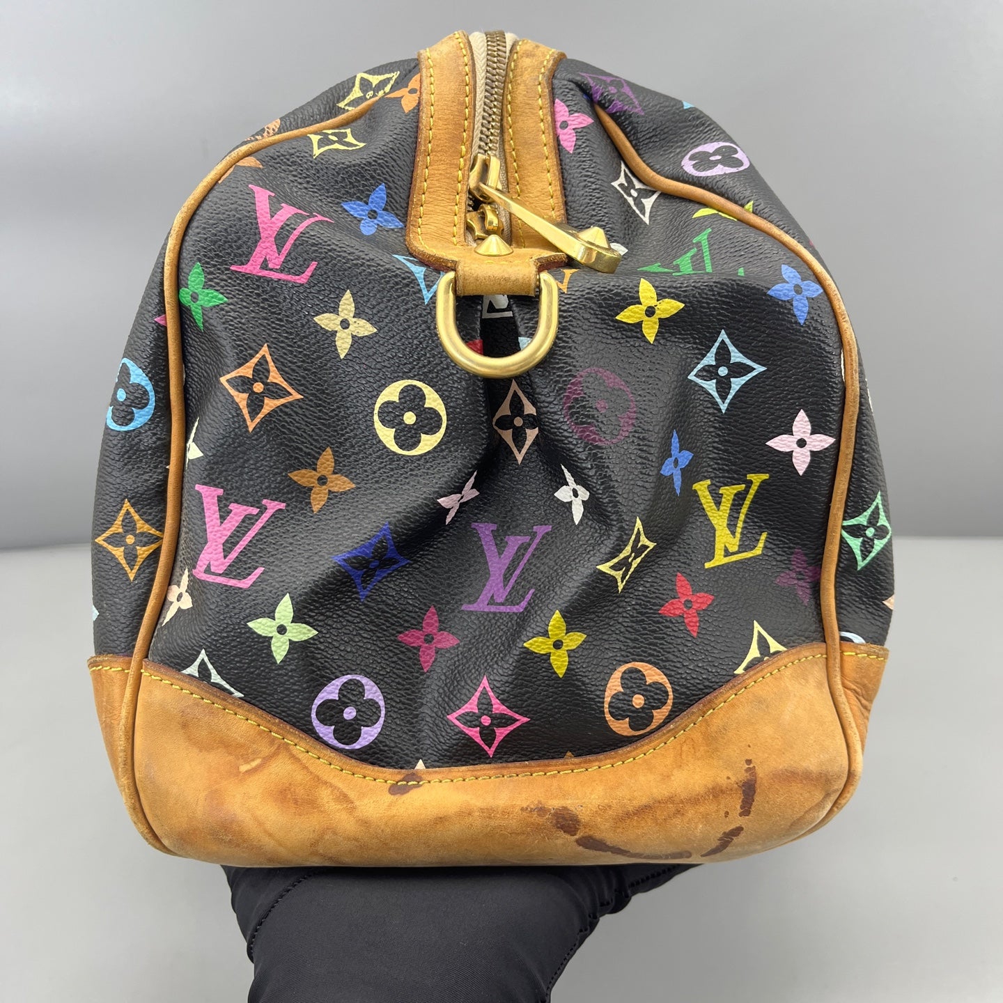 Louis Vuitton - Speedy Multicolour Rivets 40 - Monogram Multicolour canvas with Vachetta leather trim - Black Multicolour with natural tan Vachetta - (large)