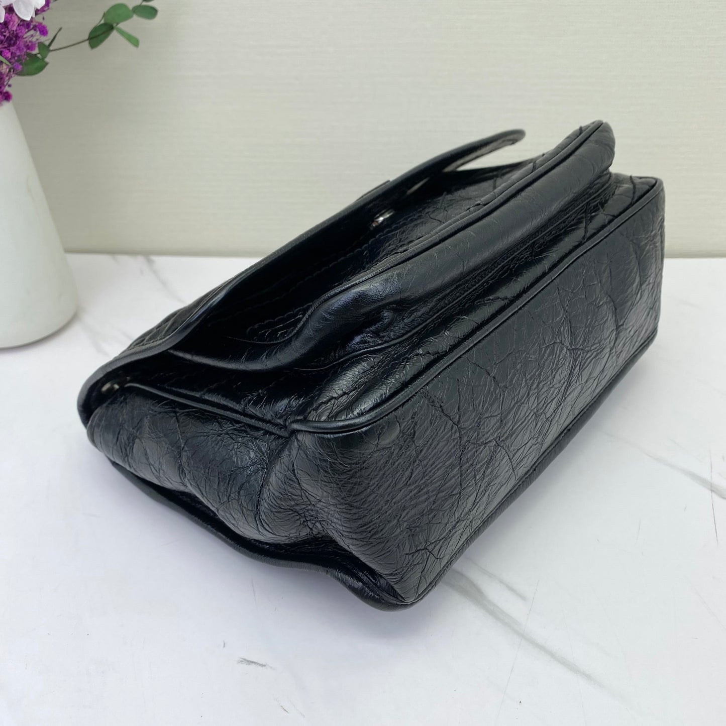 Saint Laurent - Niki Medium - Waxed leather - Black - (medium)