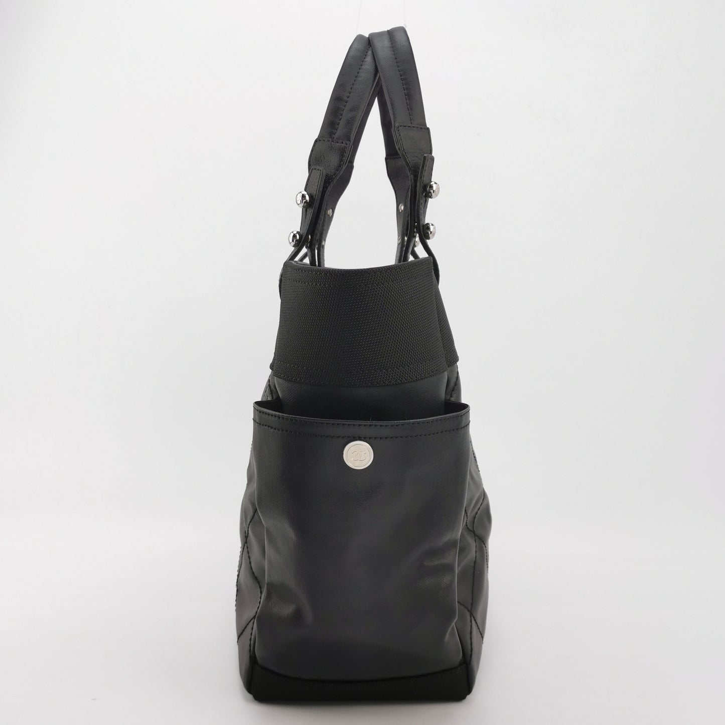 Chanel - Vintage Tote Bag - Quilted leather and canvas - Black - (large)