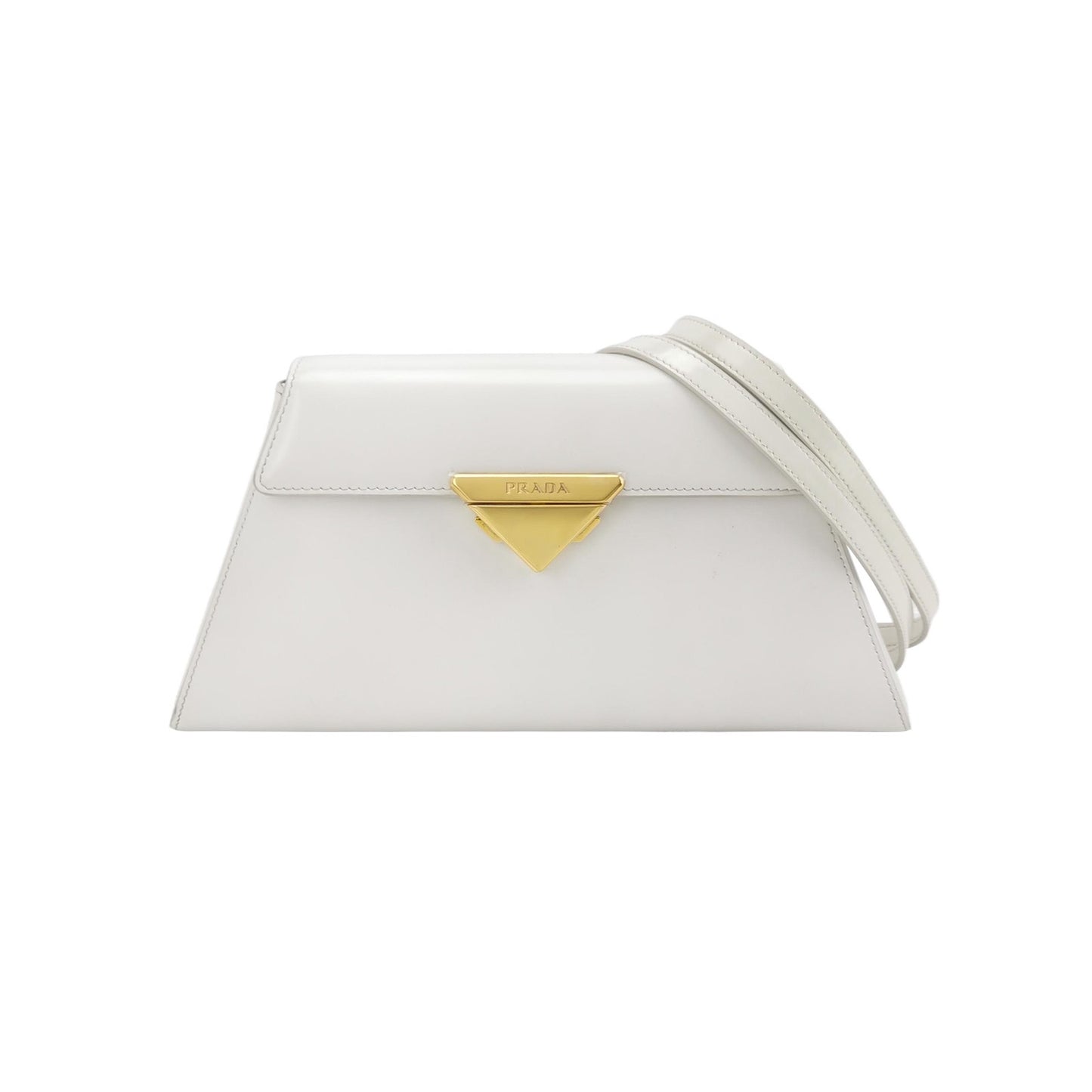 Prada - Vintage Trapezoid Shoulder Bag - Leather - White - (Small)