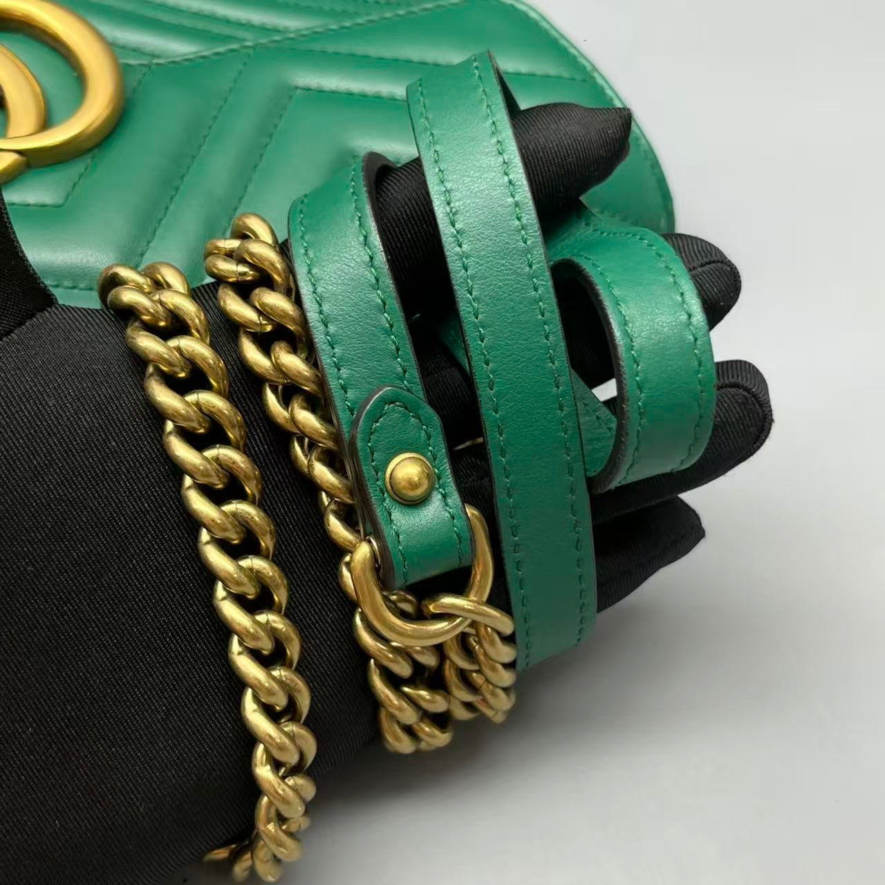 Gucci - GG Marmont Matelassé Medium Chain Shoulder Bag - Leather - Green - (medium)