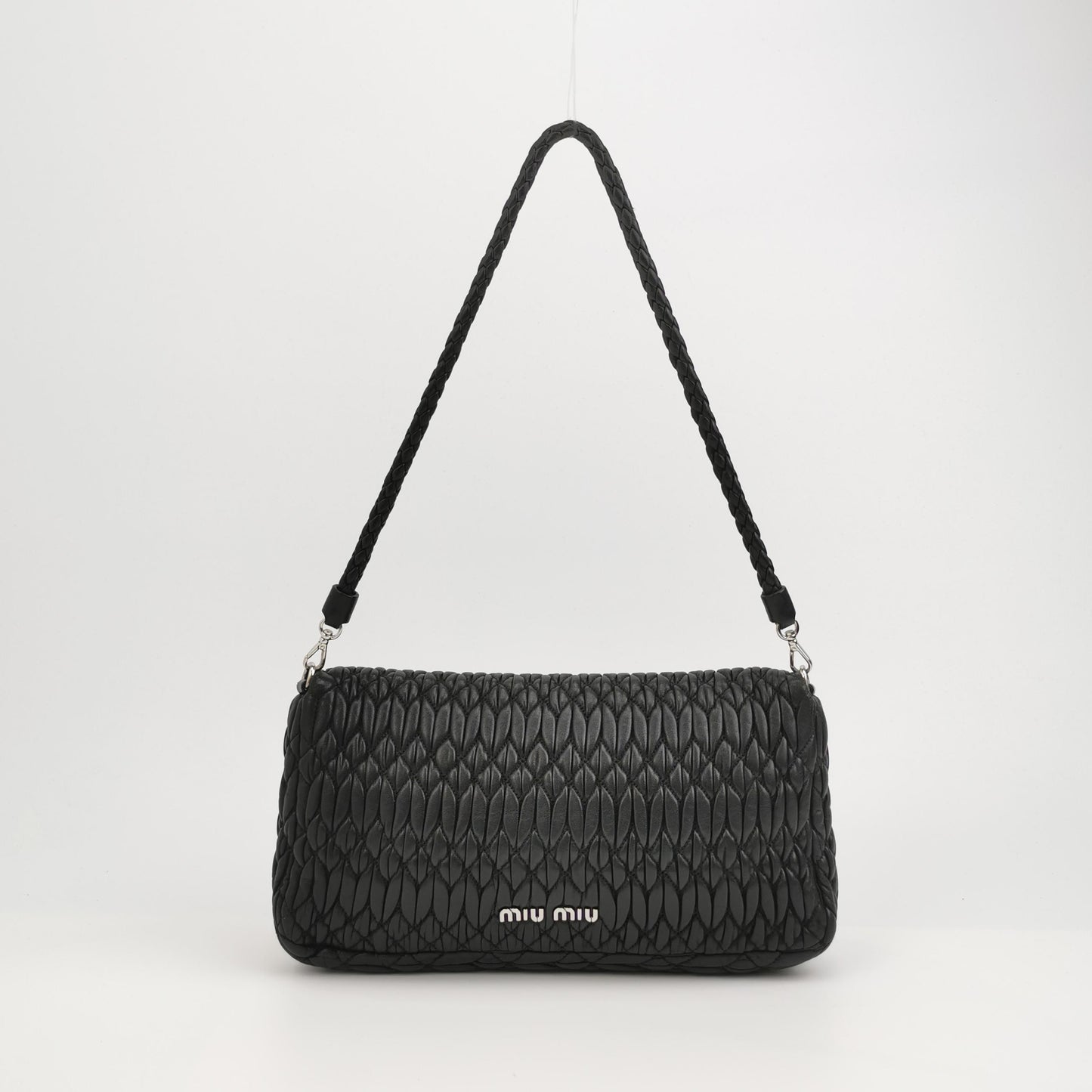 Miu Miu - Matelassé Shoulder Bag - Lambskin leather - Black - (small)