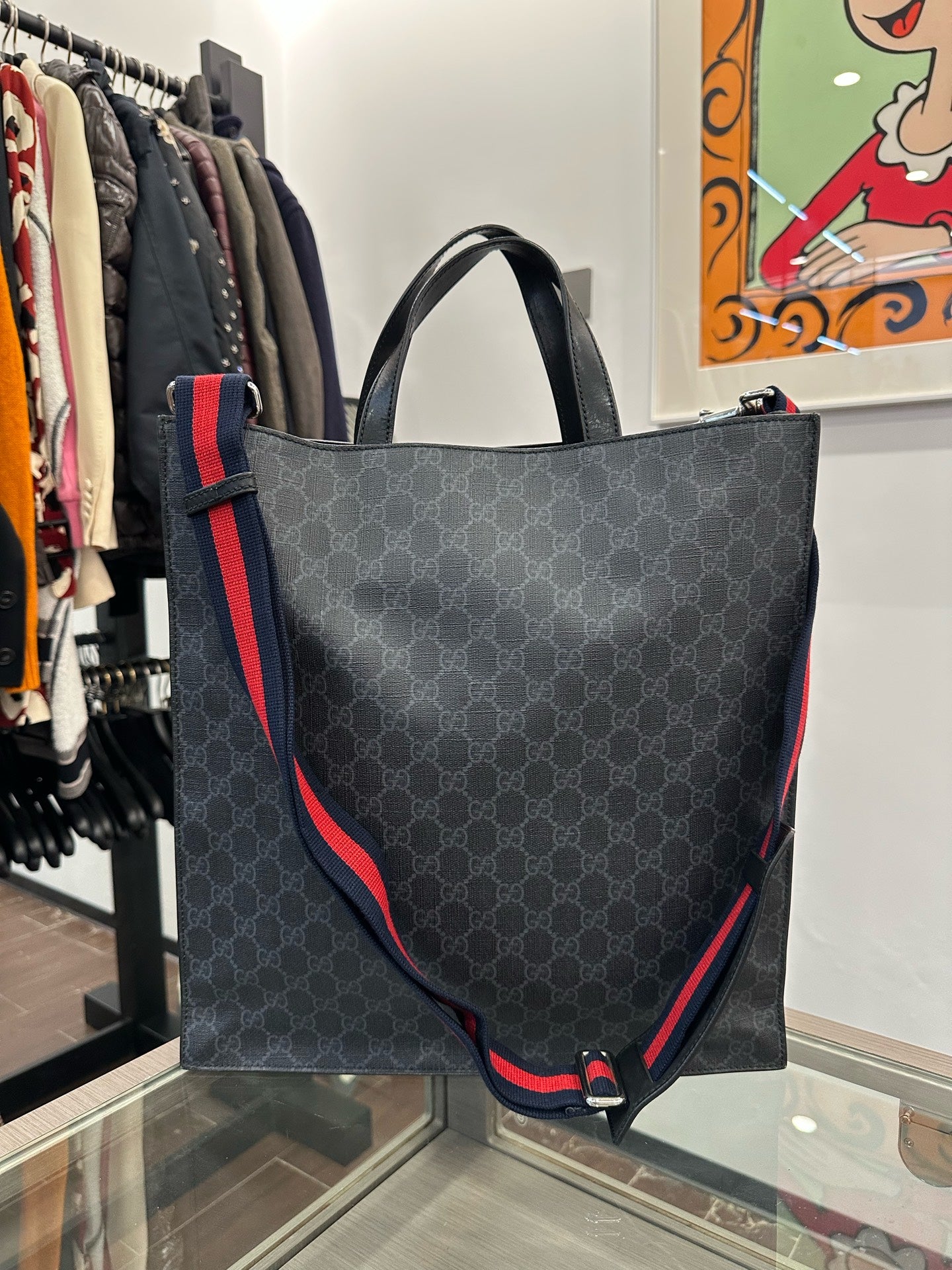 Gucci - Neo Vintage GG Supreme Tote - Coated canvas with leather trim - Black - (Medium)