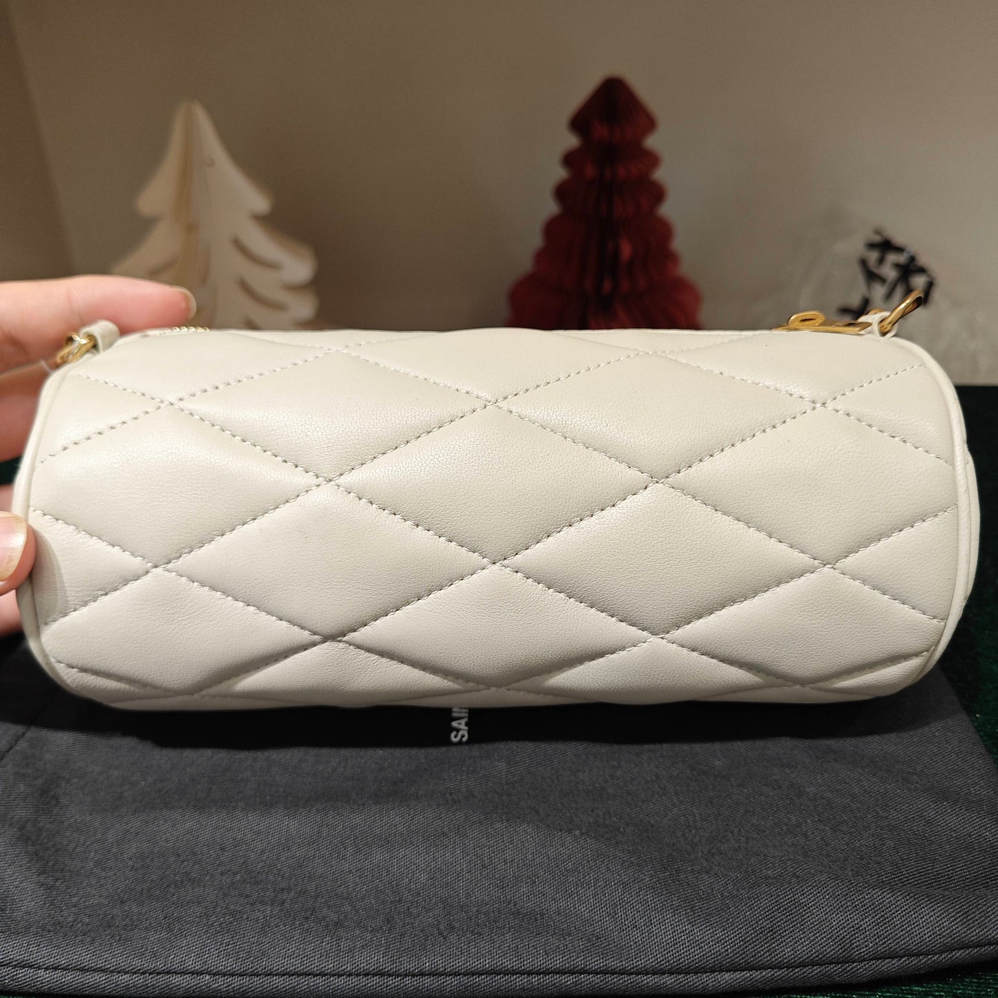 Saint Laurent - Matelasse Mini Barrel Bag - Lambskin leather - White - (mini)