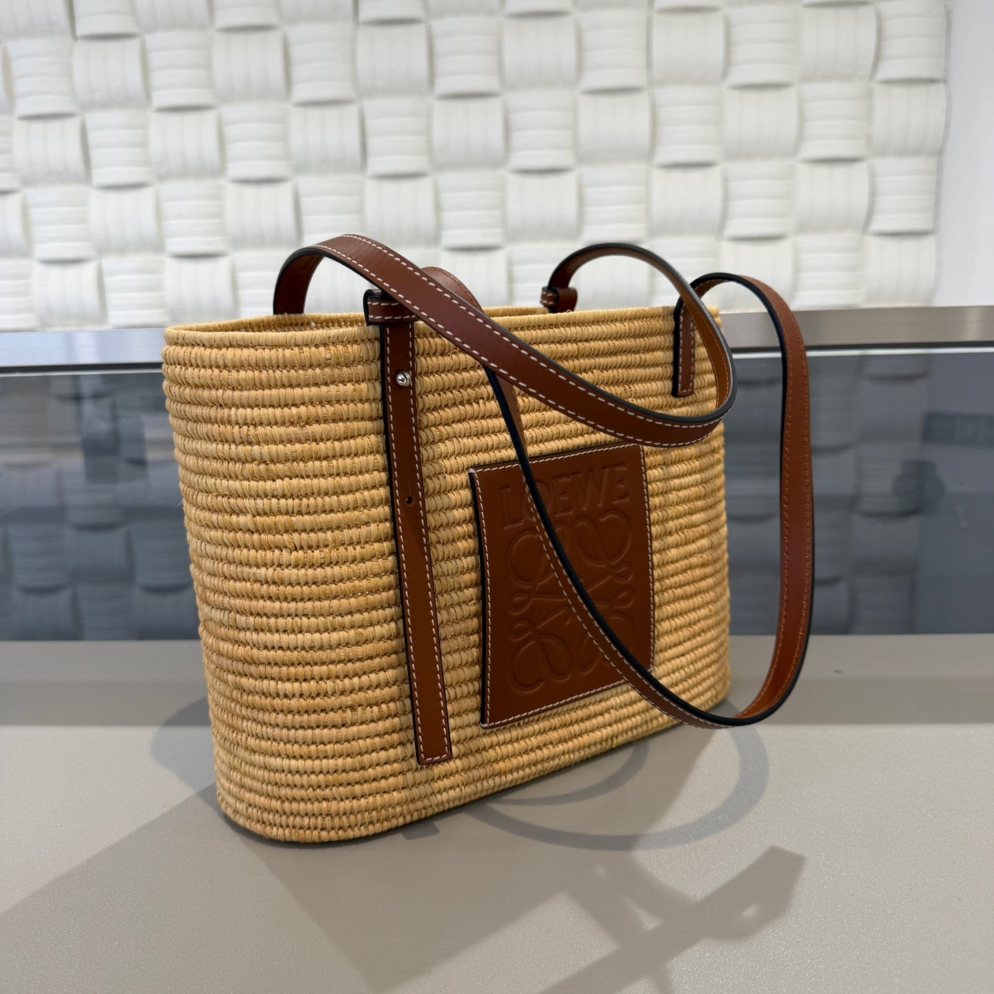 Loewe - Anagram Woven Tote Bag - Wicker and Leather - Beige - (Small)