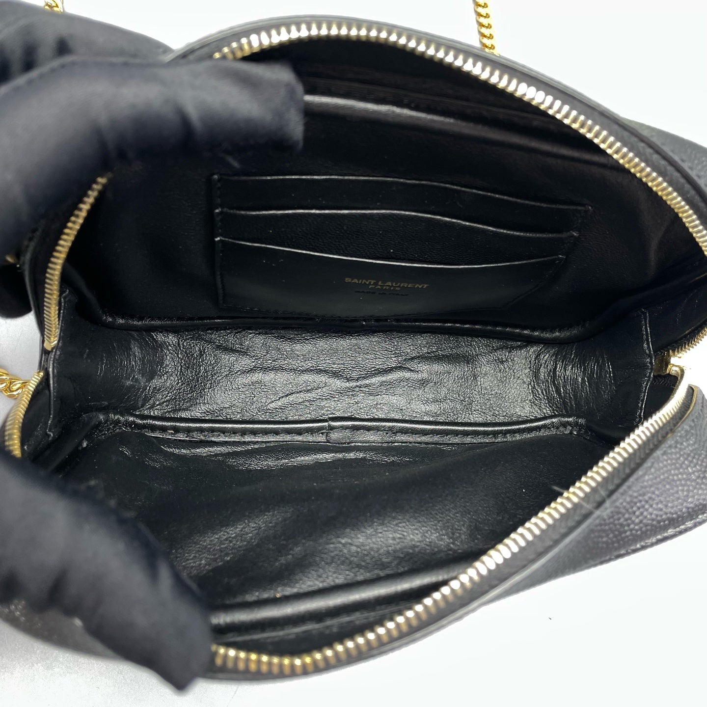Saint Laurent - Lou Camera Bag - Grained Calfskin Leather - Black with Gold-Tone Hardware - (mini)