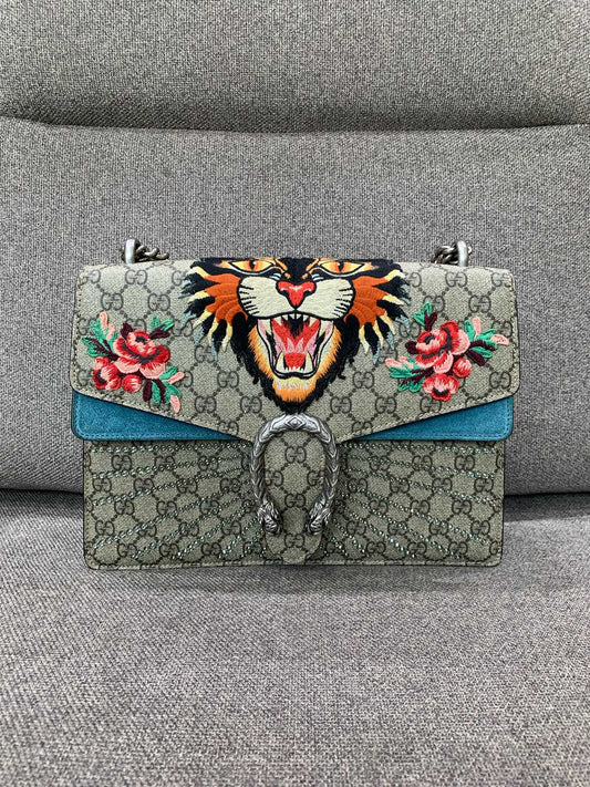 Gucci - Dionysus - GG Supreme canvas, Suede - Beige, Blue, Multicolour - (Medium)