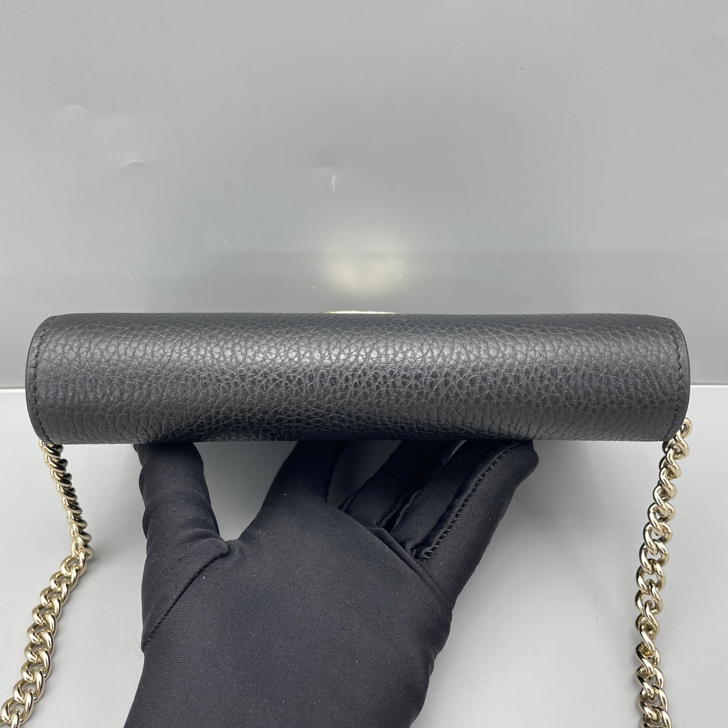 Gucci - Interlocking G Wallet on Chain - Grained leather - Black - (Mini)