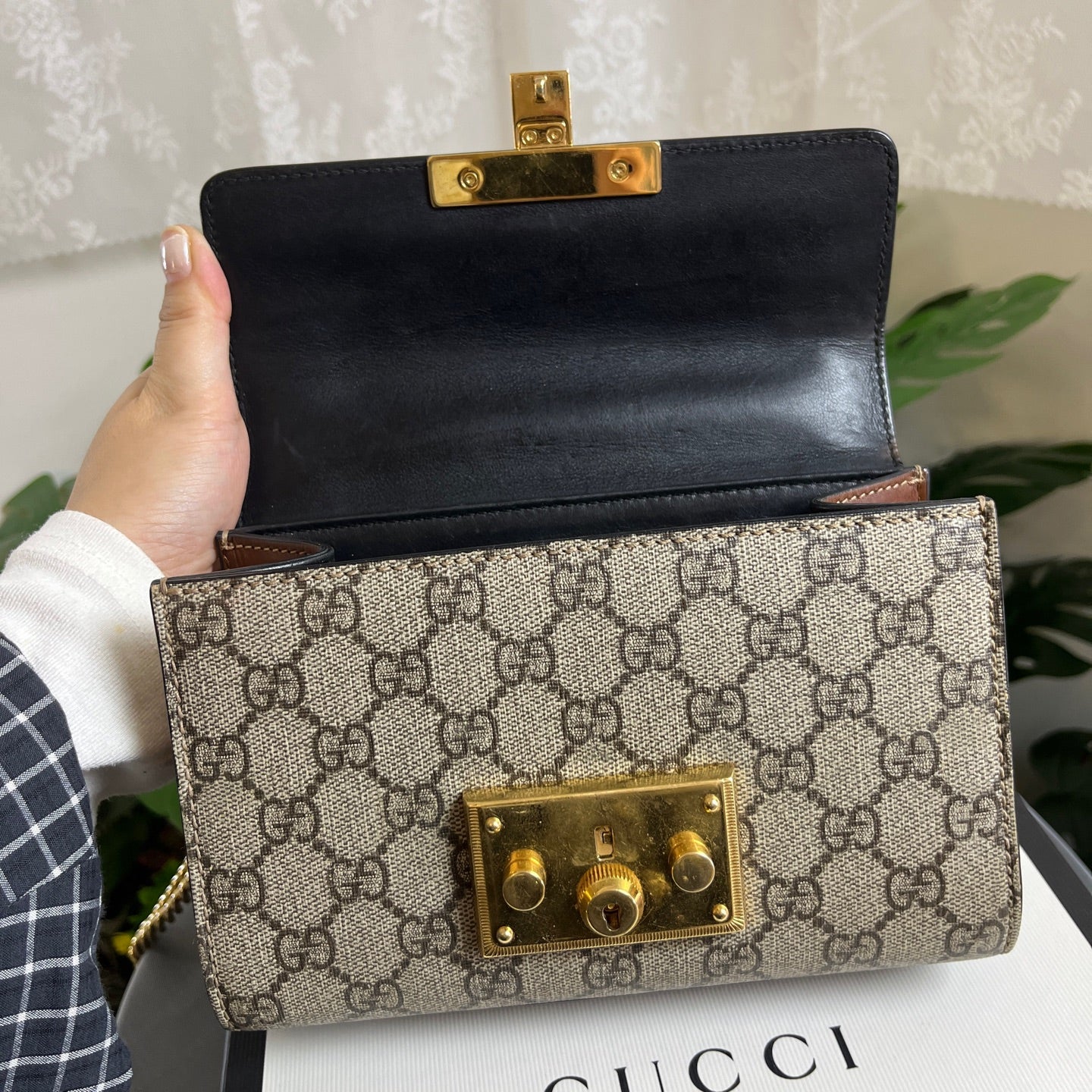 Gucci - Padlock Mini Shoulder Bag - GG Supreme canvas with leather trim - Beige and Ebony with Black and Brown accents - (mini)